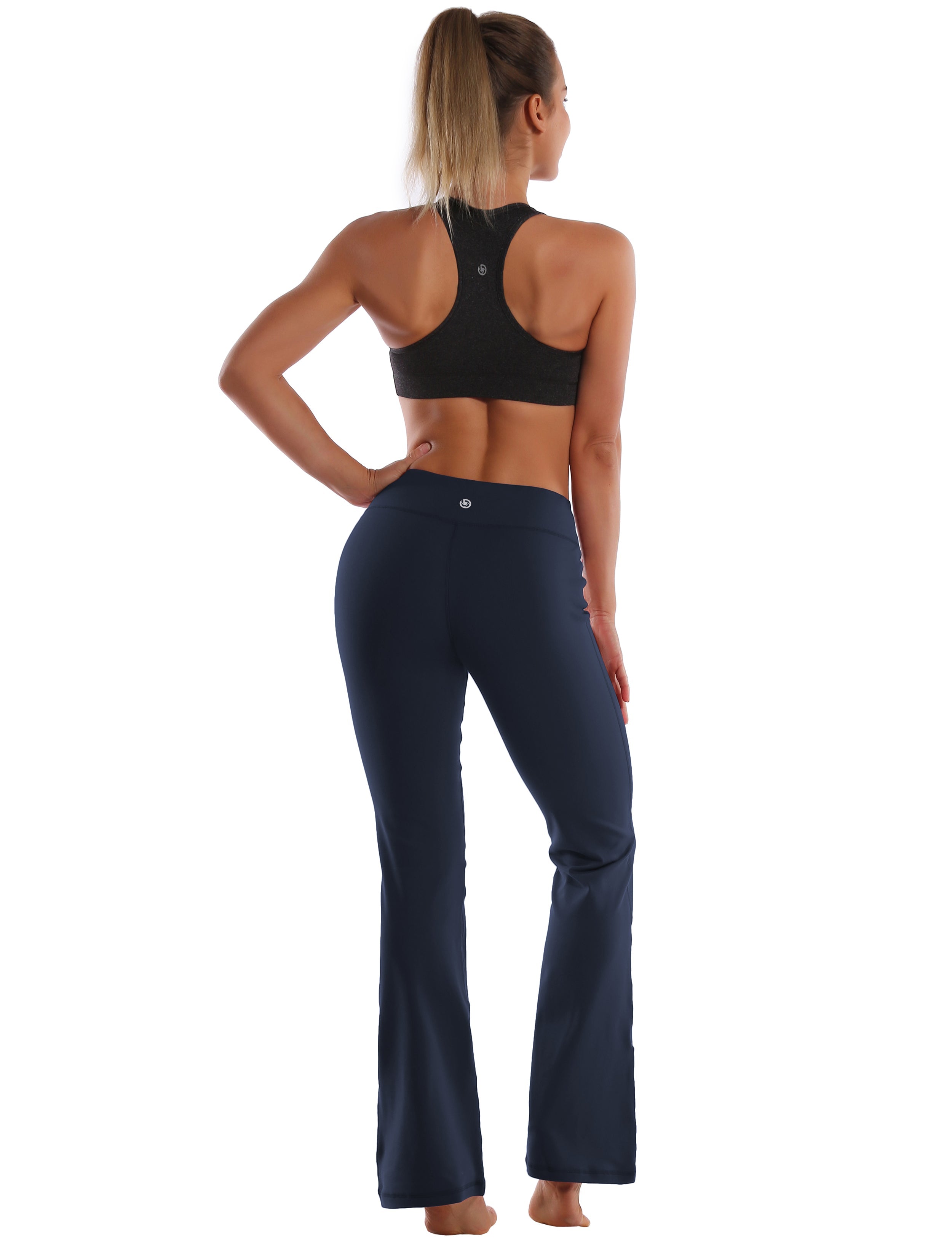 Cotton Nylon Bootcut Leggings darknavy 87%Nylon/13%Spandex (Super soft, cotton feel , 280gsm) Fabric doesn't attract lint easily 4-way stretch No see-through Moisture-wicking Inner pocket Four lengths