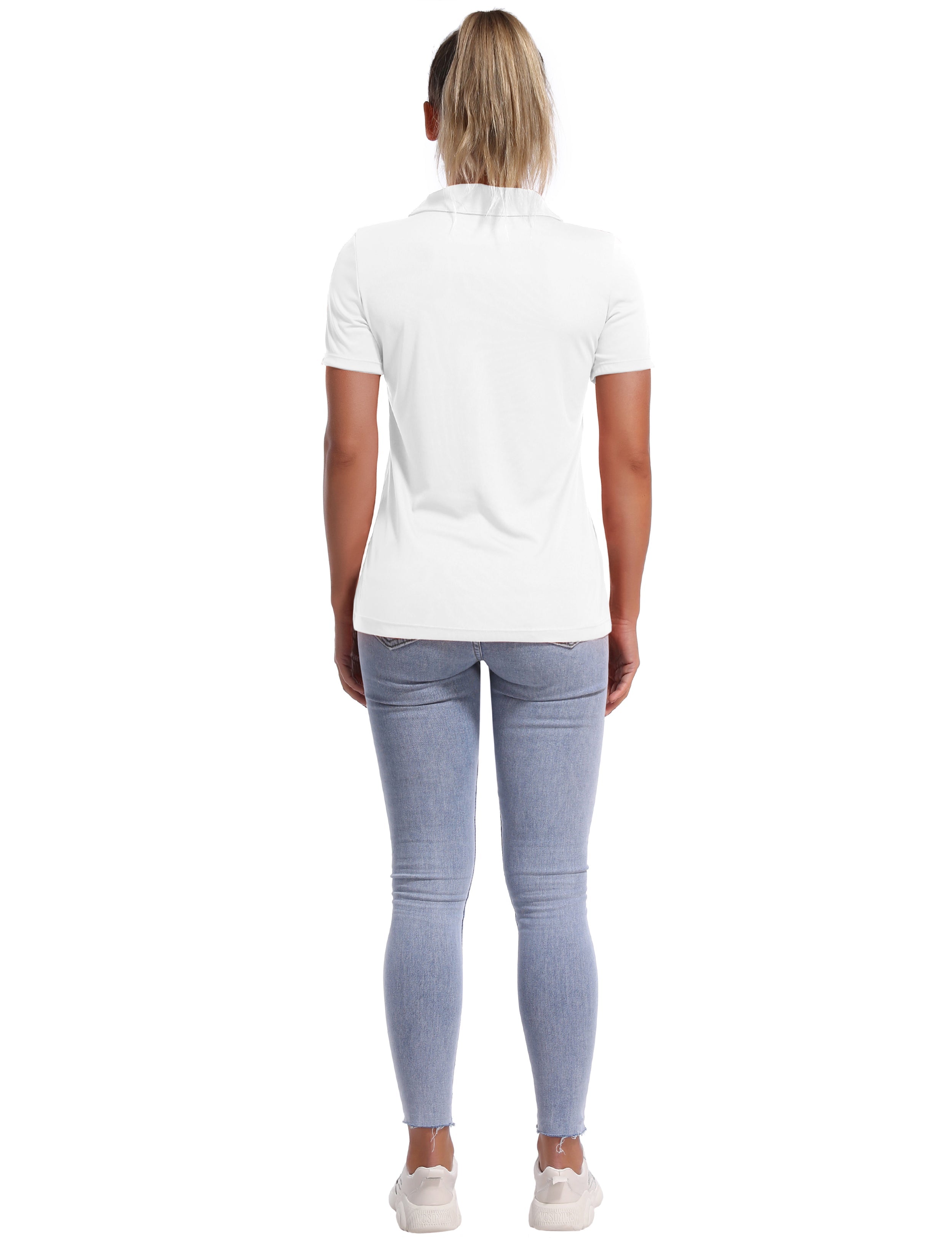 Short Sleeve Slim Fit Polo Shirt white ins_Plus Size