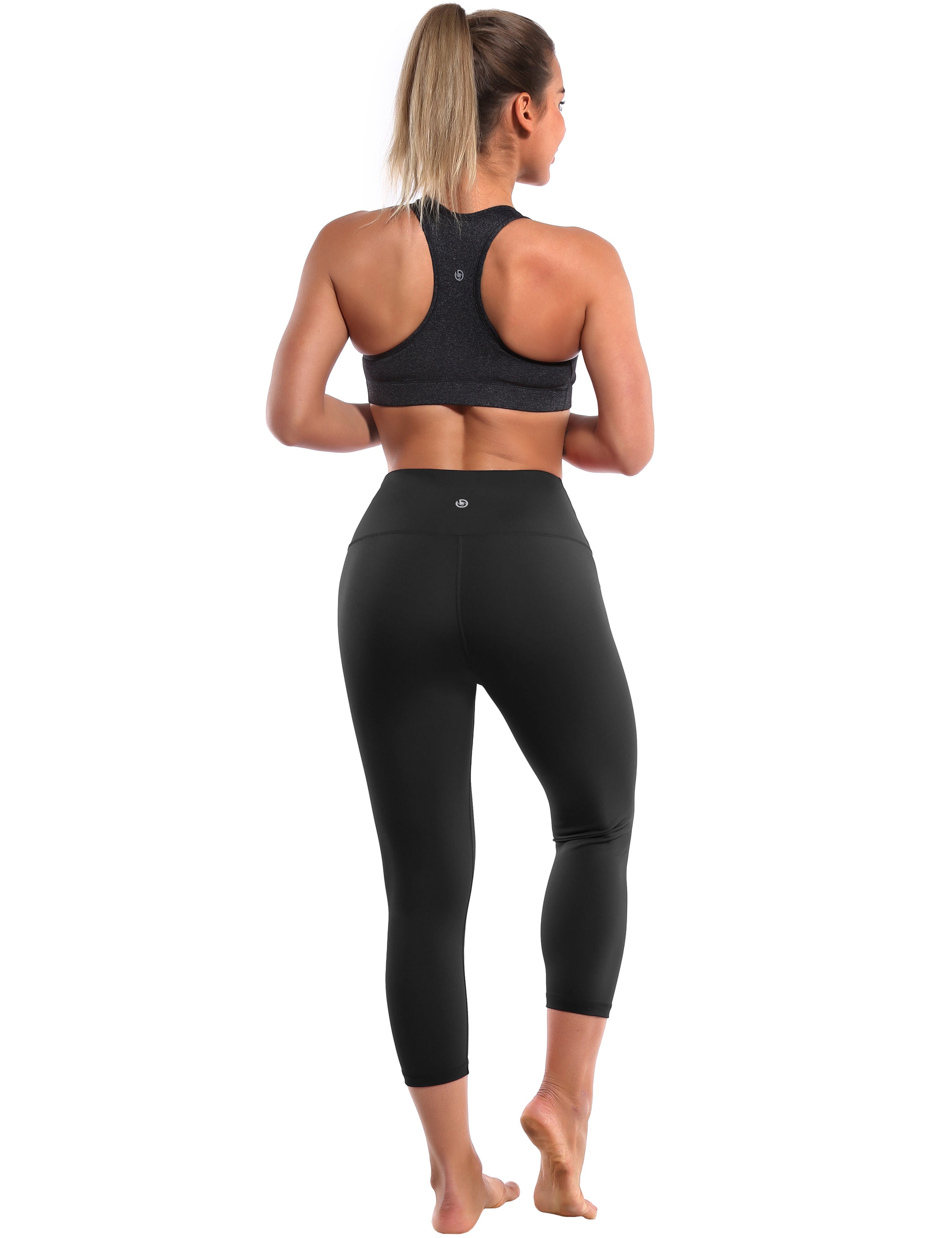 19" High Waist Crop Tight Capris black 75%Nylon/25%Spandex Fabric doesn't attract lint easily 4-way stretch No see-through Moisture-wicking Tummy control Inner pocket