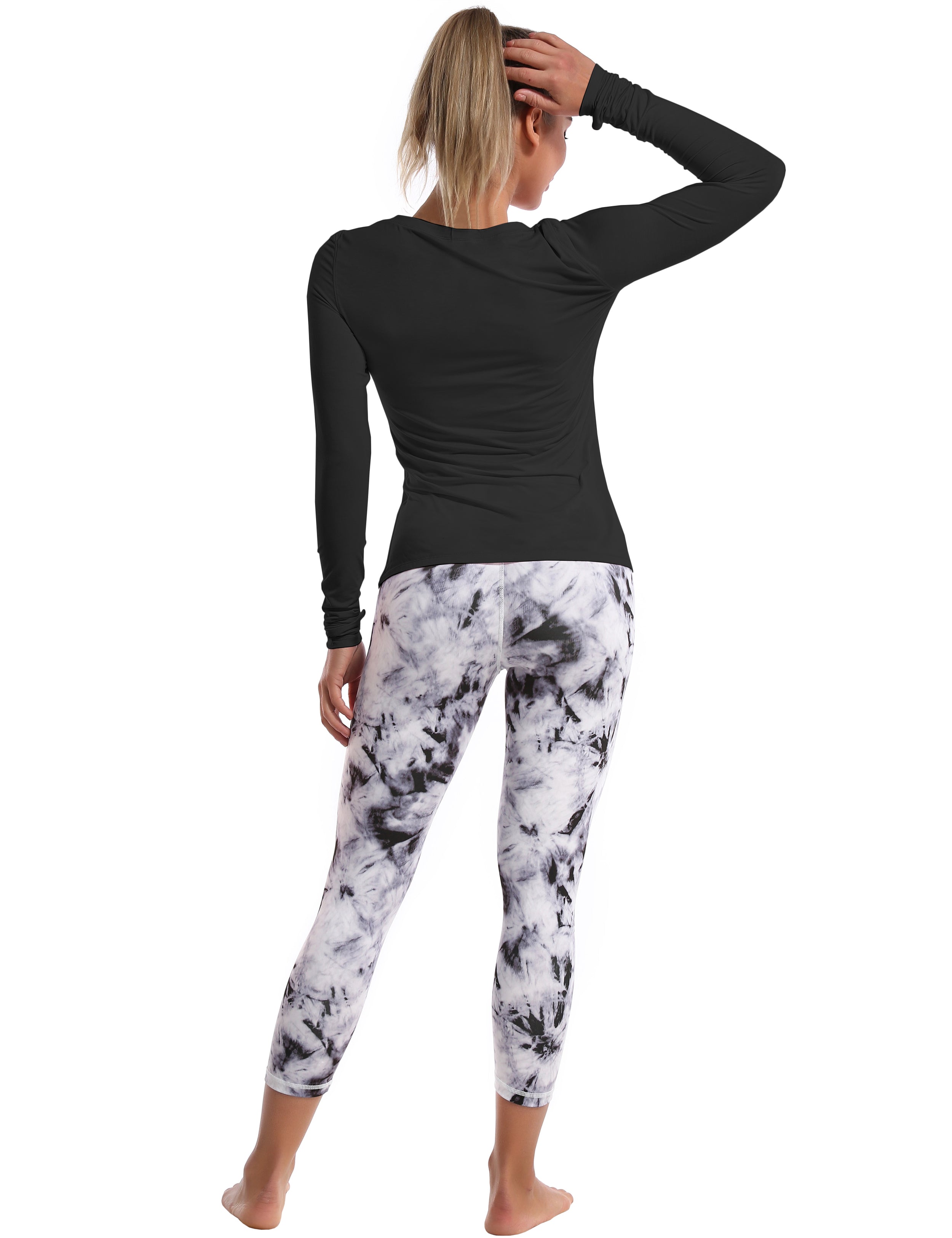 Athlete Long Sleeve Tops black Designed for On the Move Slim fit 93%Modal/7%Spandex Four-way stretch Naturally breathable Super-Soft, Modal Fabric