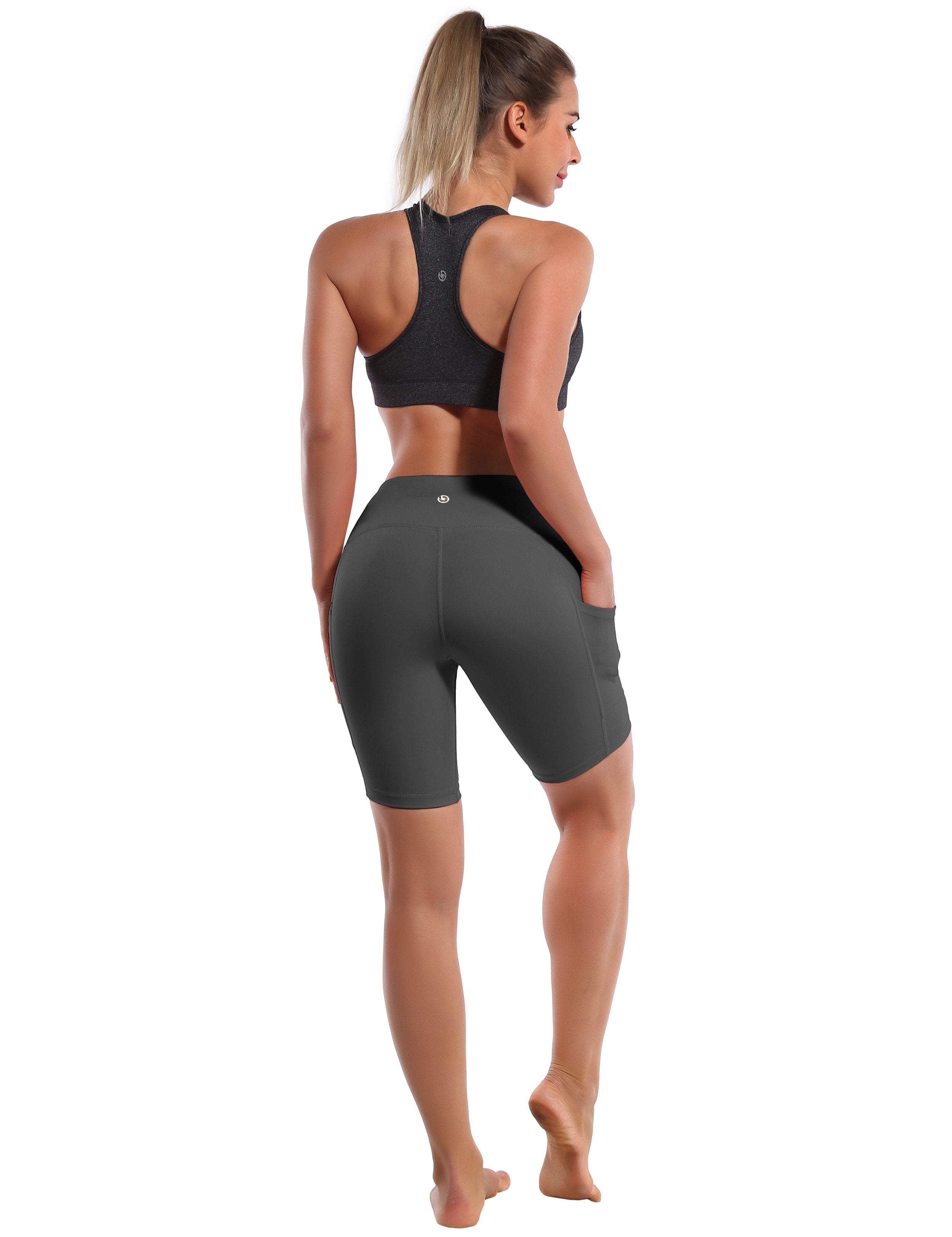 8" Side Pockets Gym Shorts shadowcharcoal Sleek, soft, smooth and totally comfortable: our newest style is here. Softest-ever fabric High elasticity High density 4-way stretch Fabric doesn't attract lint easily No see-through Moisture-wicking Machine wash 75% Nylon, 25% Spandex