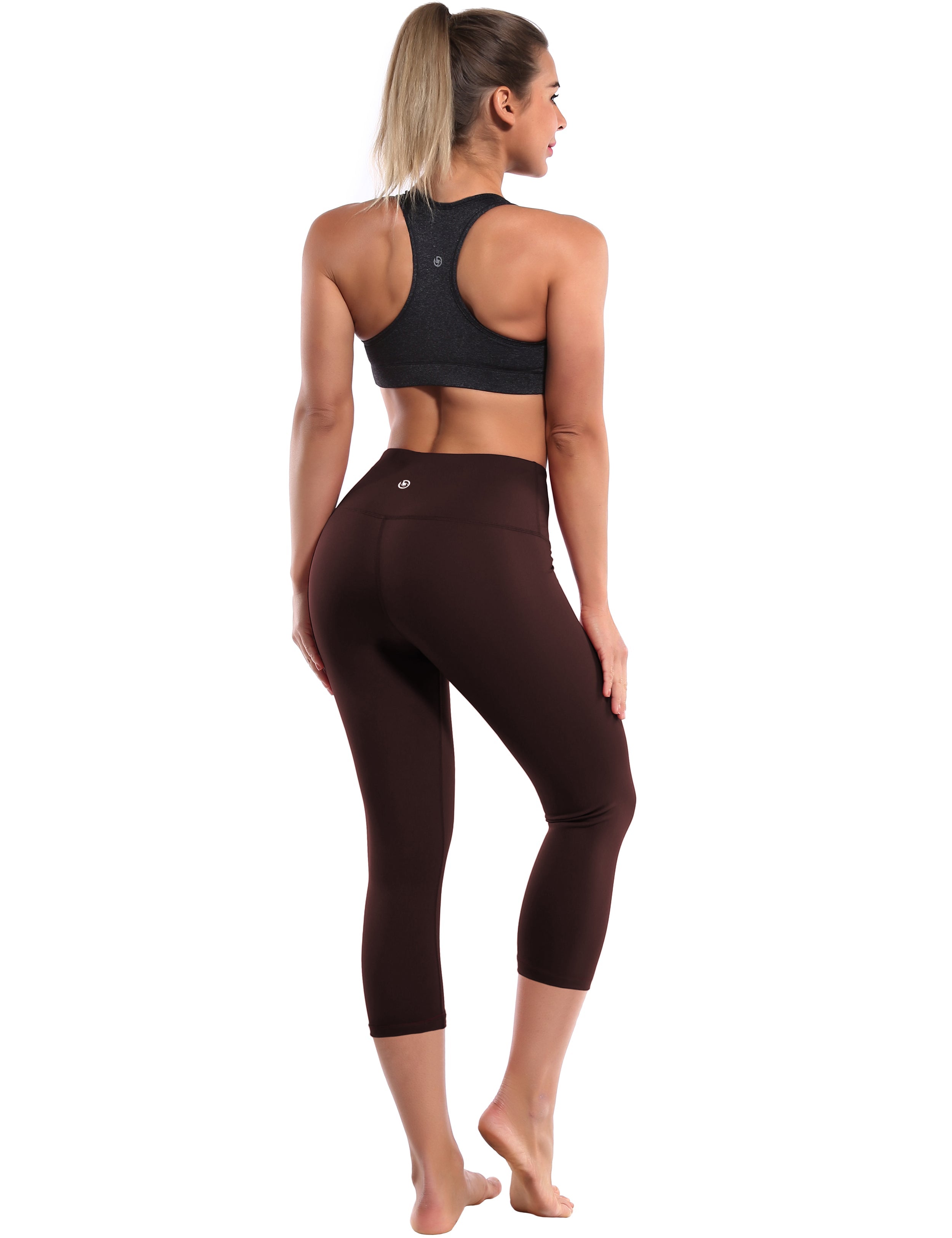 19" High Waist Crop Tight Capris mahoganymaroon 75%Nylon/25%Spandex Fabric doesn't attract lint easily 4-way stretch No see-through Moisture-wicking Tummy control Inner pocket