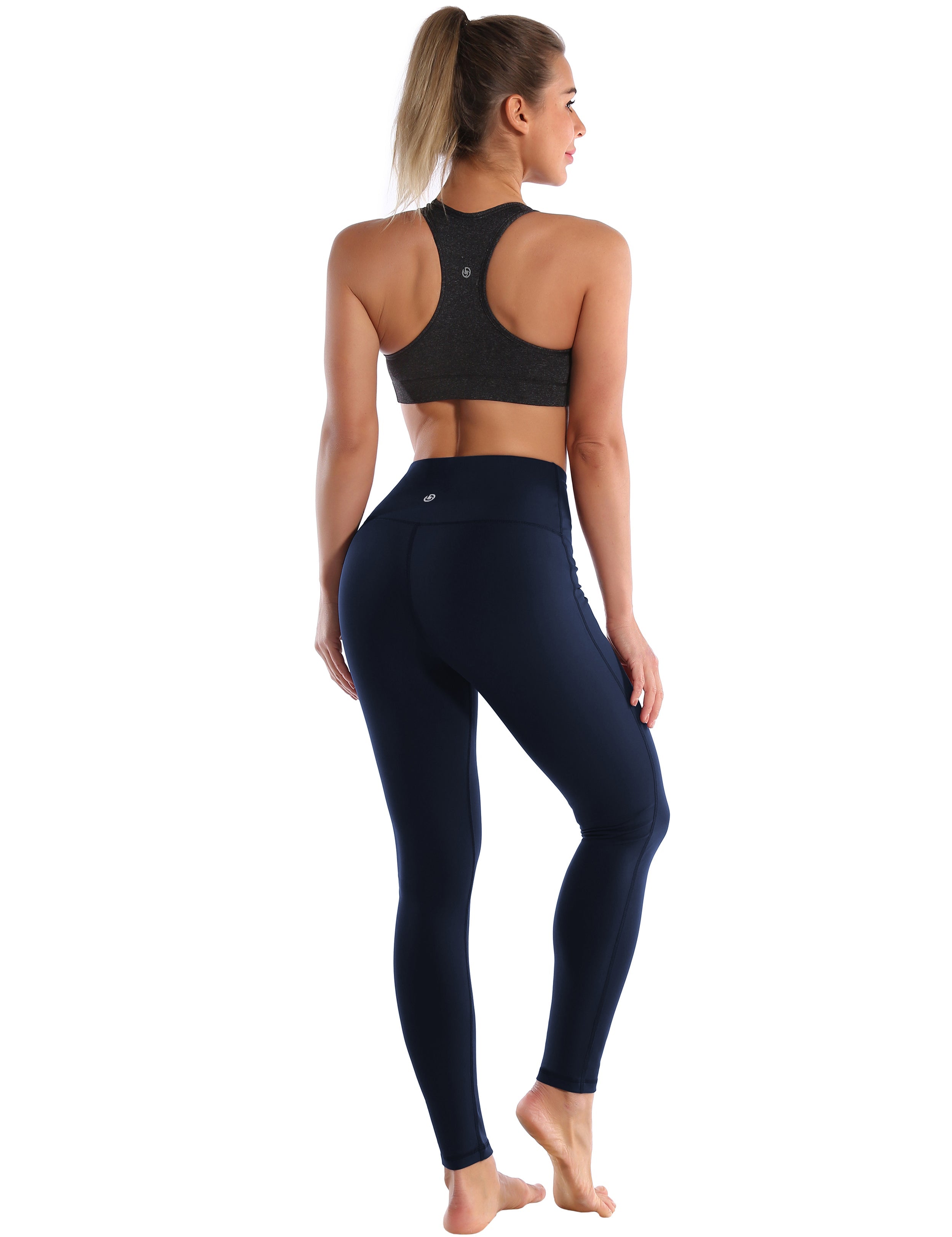 High Waist Side Line Running Pants darknavy Side Line is Make Your Legs Look Longer and Thinner 75%Nylon/25%Spandex Fabric doesn't attract lint easily 4-way stretch No see-through Moisture-wicking Tummy control Inner pocket Two lengths