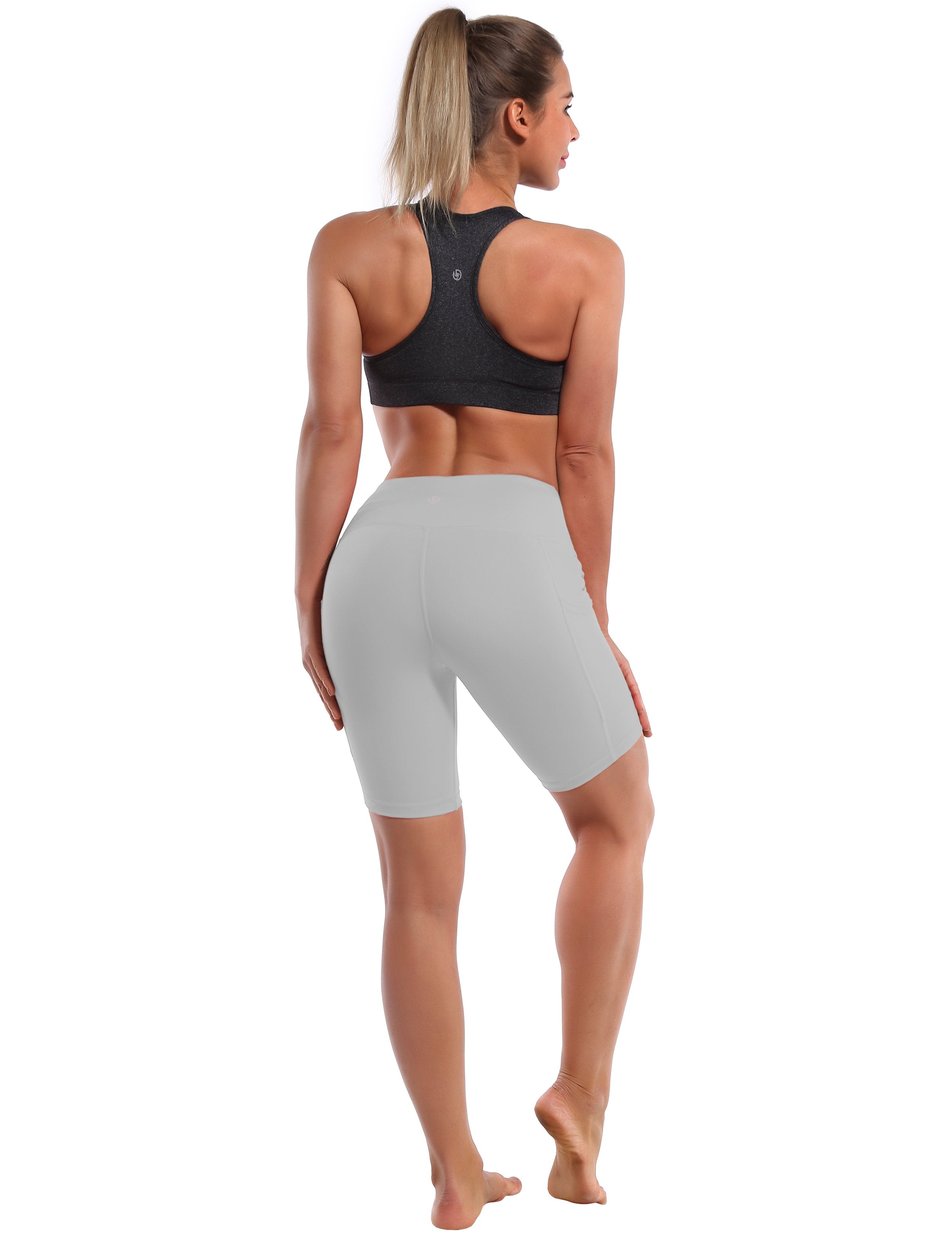 8" Side Pockets Gym Shorts lightgray Sleek, soft, smooth and totally comfortable: our newest style is here. Softest-ever fabric High elasticity High density 4-way stretch Fabric doesn't attract lint easily No see-through Moisture-wicking Machine wash 75% Nylon, 25% Spandex