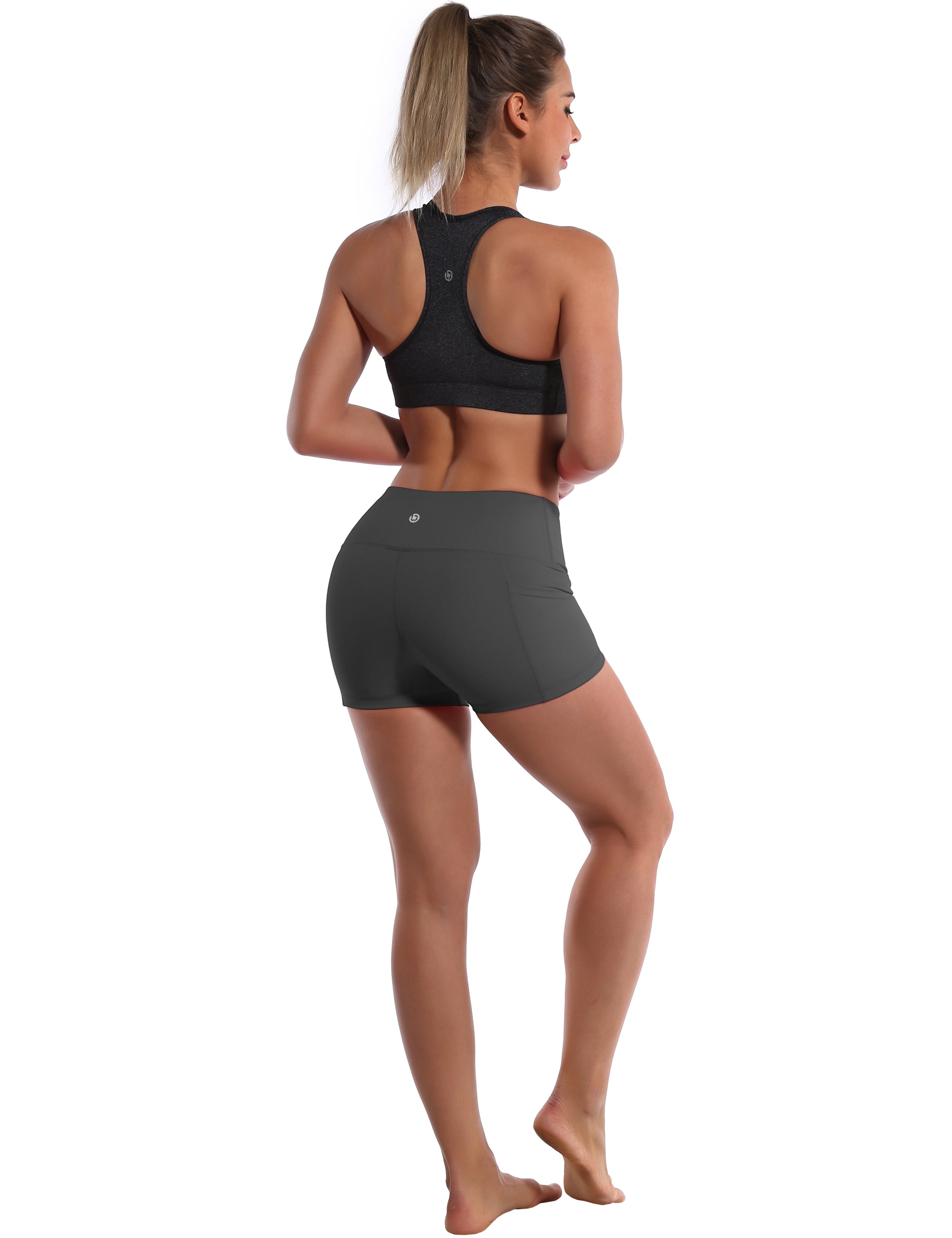 2.5" Side Pockets Biking Shorts shadowcharcoal Sleek, soft, smooth and totally comfortable: our newest sexy style is here. Softest-ever fabric High elasticity High density 4-way stretch Fabric doesn't attract lint easily No see-through Moisture-wicking Machine wash 78% Polyester, 22% Spandex