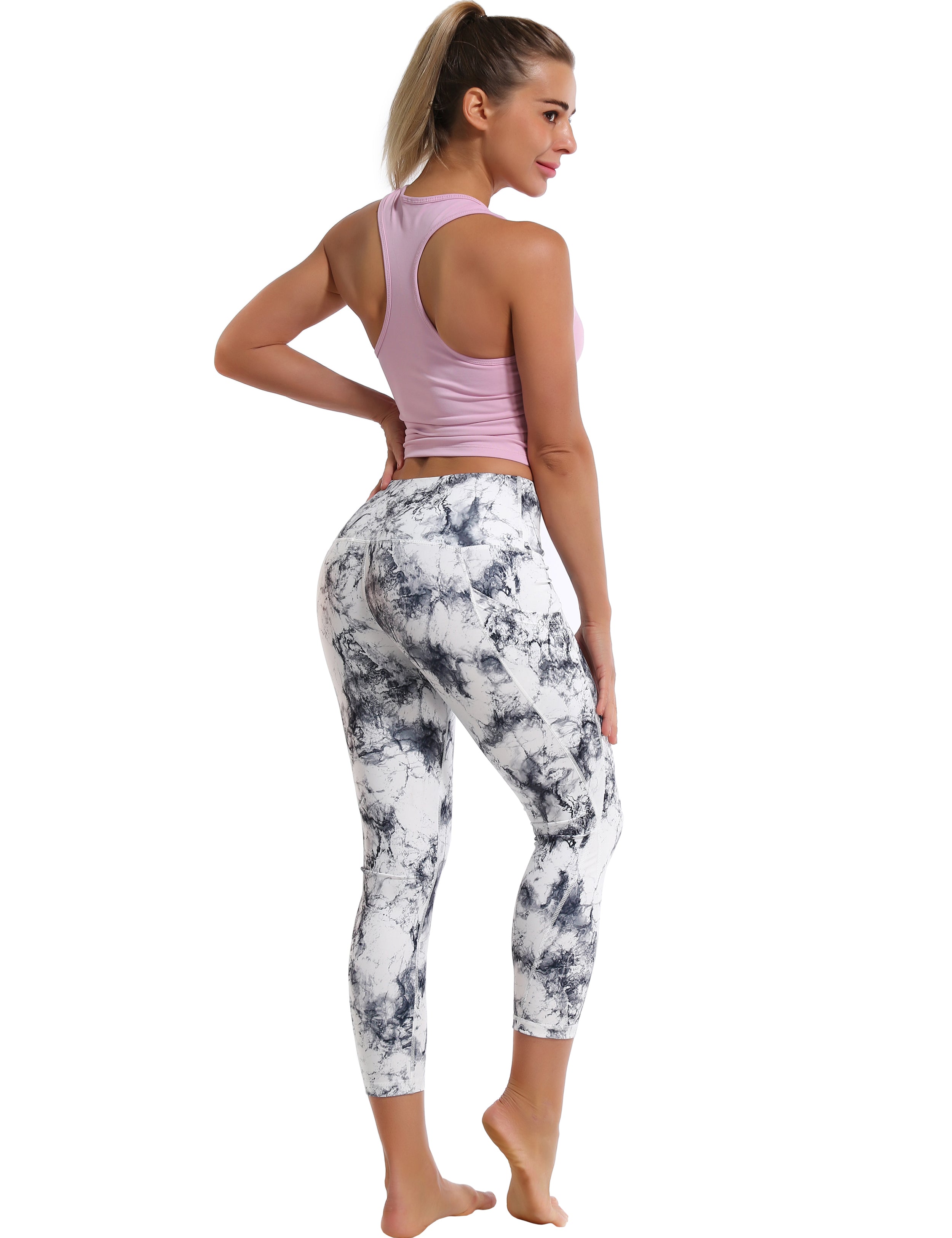 22" Printed Side Pockets Capris arabescato