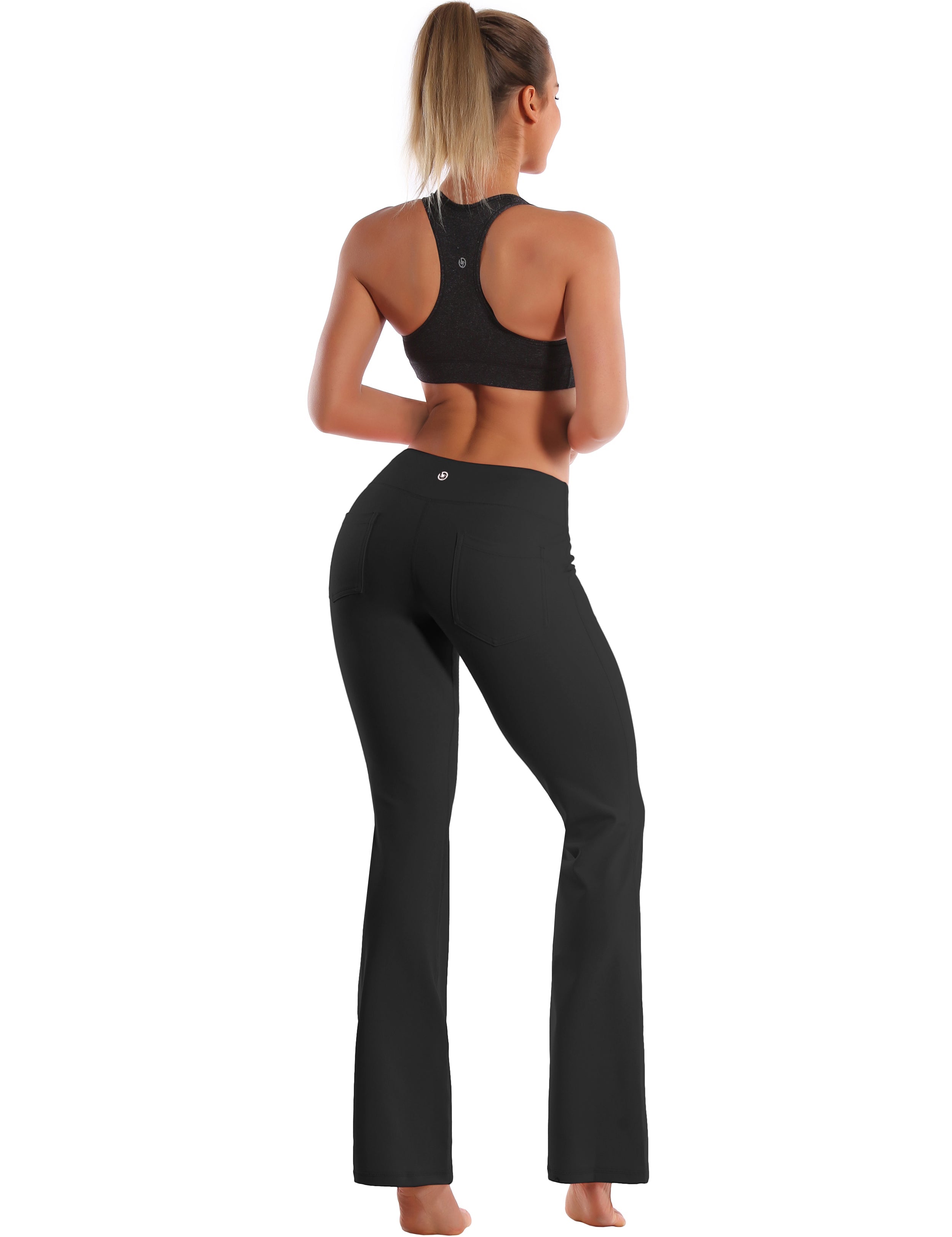 29" 31" 33" 35" 37"  Back Pockets Bootcut Leggings black_Running