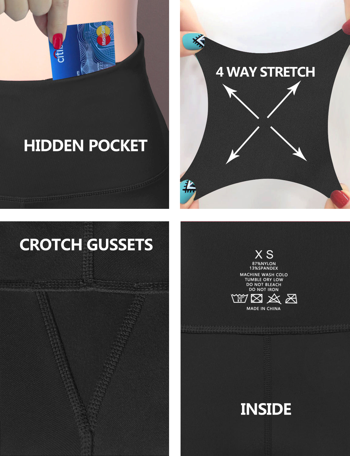 Back Pockets Bootcut Leggings shadowcharcoal 87%Nylon/13%Spandex Fabric doesn't attract lint easily 4-way stretch No see-through Moisture-wicking Inner pocket Four lengths