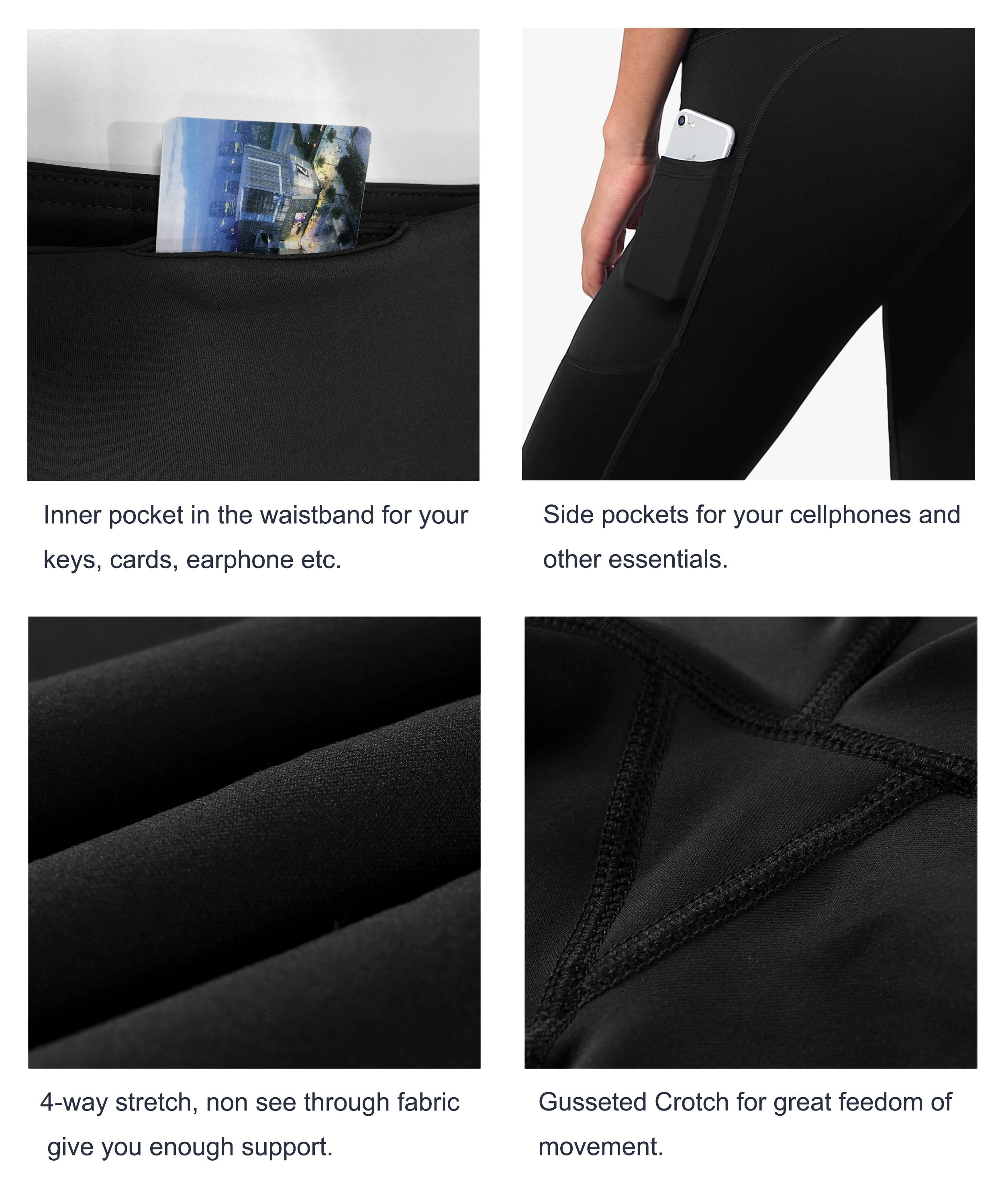 Hip Line Side Pockets Jogging Pants black Sexy Hip Line Side Pockets 75%Nylon/25%Spandex Fabric doesn't attract lint easily 4-way stretch No see-through Moisture-wicking Tummy control Inner pocket Two lengths