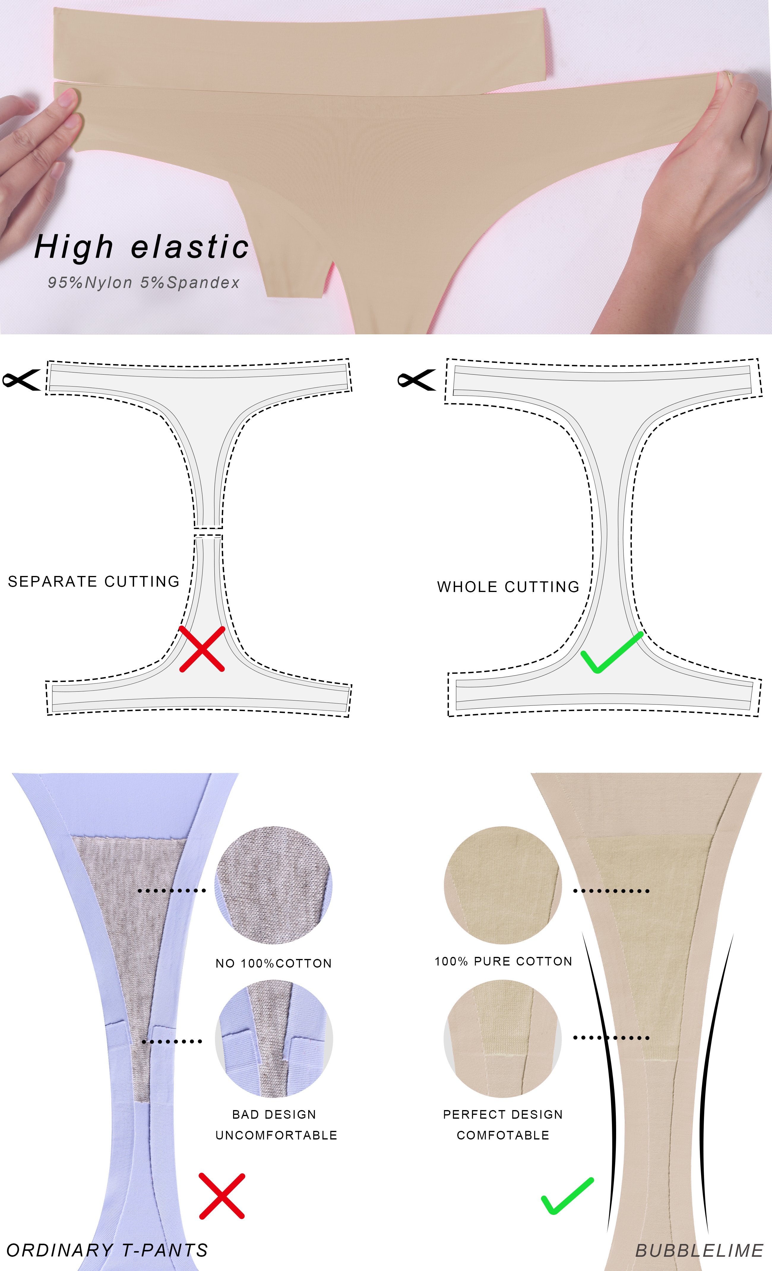 Invisibles Sport Thongs Skin Sleek, soft, smooth and totally comfortable: our newest thongs style is here. High elasticity High density Softest-ever fabric Laser cutting Unsealed Comfortable No panty lines Machine wash 95% Nylon, 5% Spandex