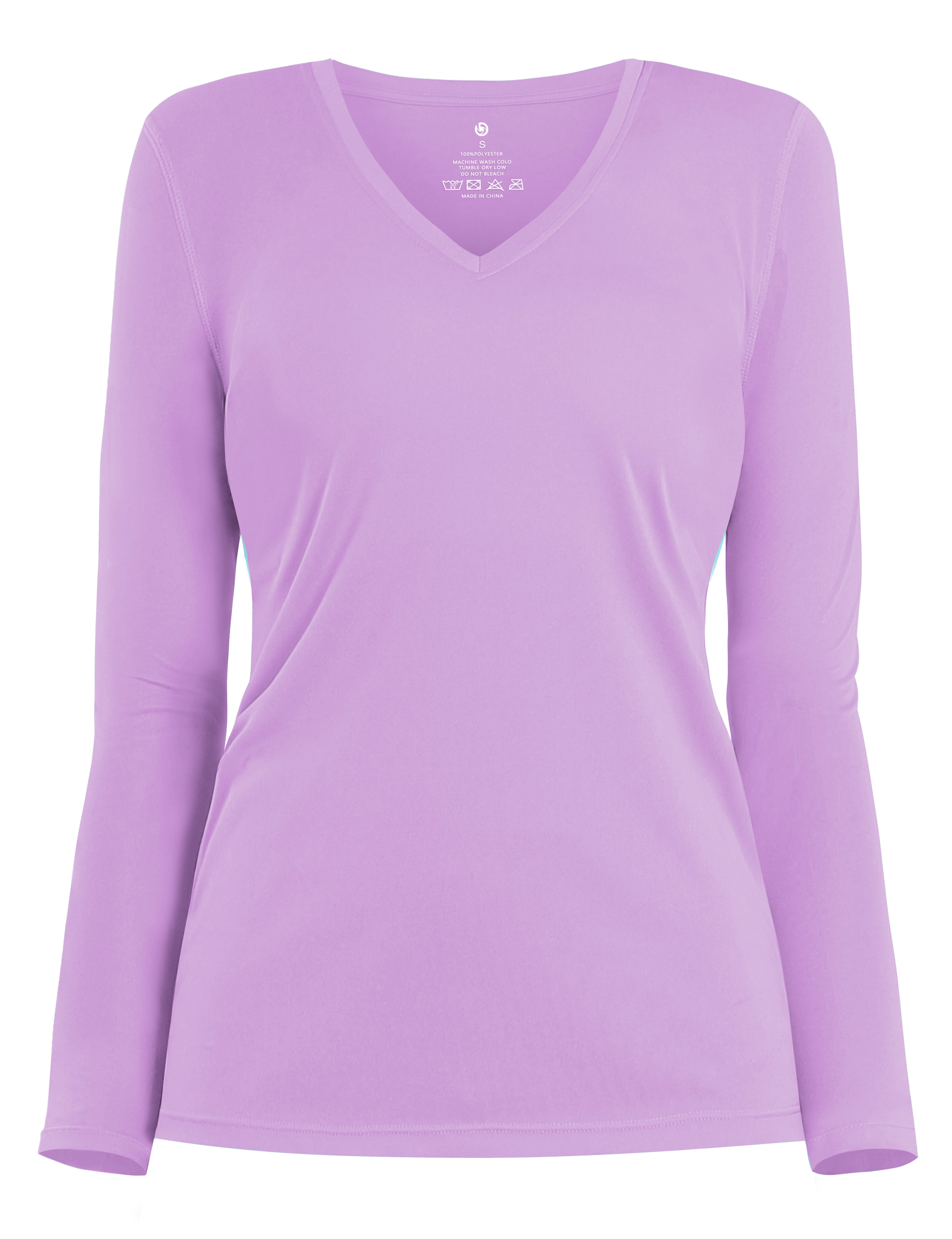 V Neck Long Sleeve Athletic Shirts purple_Biking