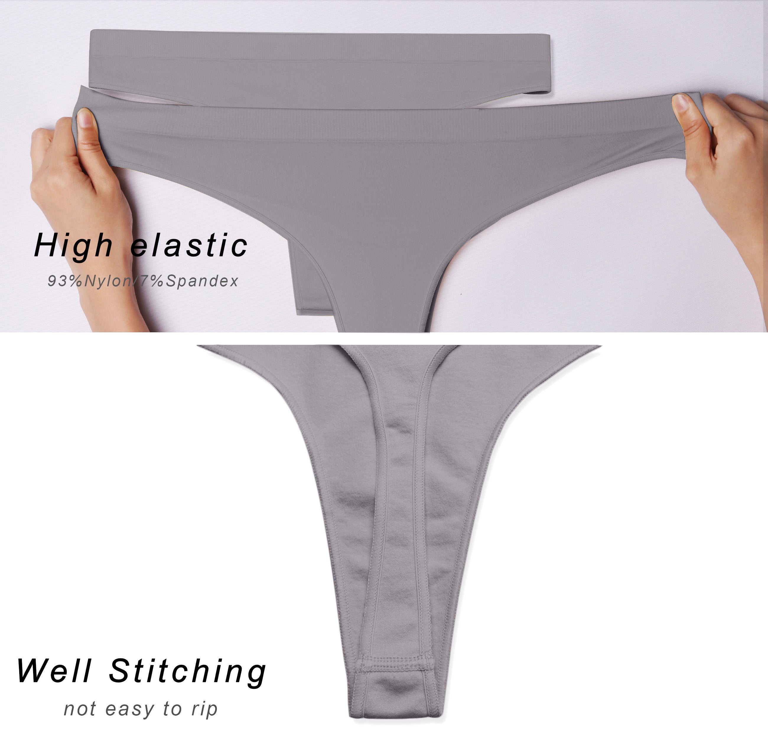Nylon Spandex Seamless Sports Thongs Underwear white – bubblelime