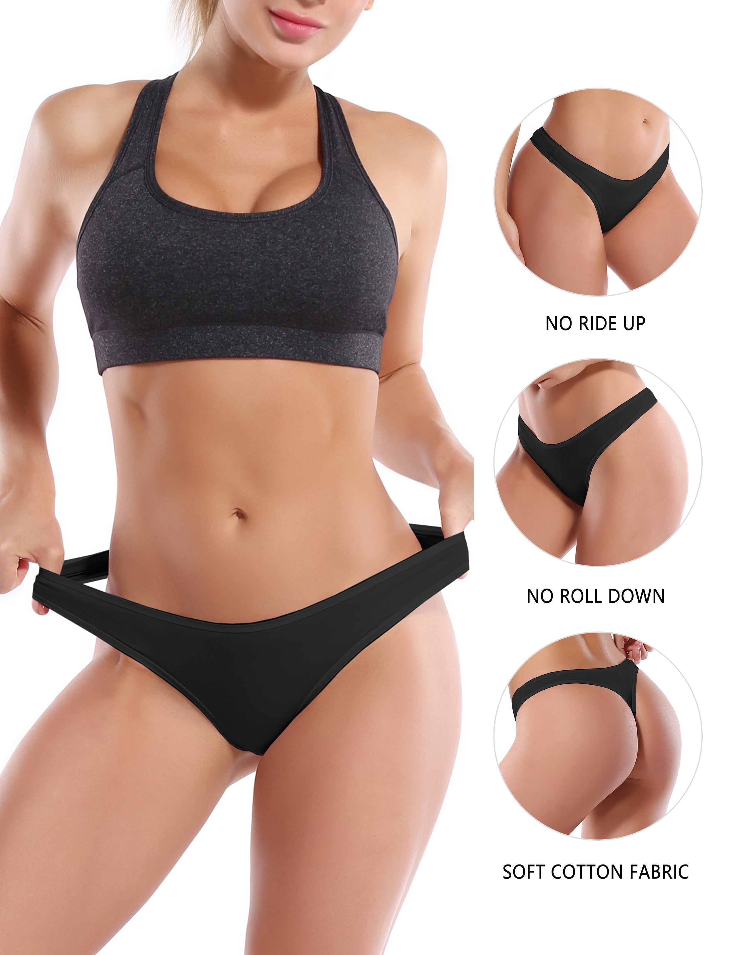 Super Soft Modal Sports Thongs underwear Black_Gym