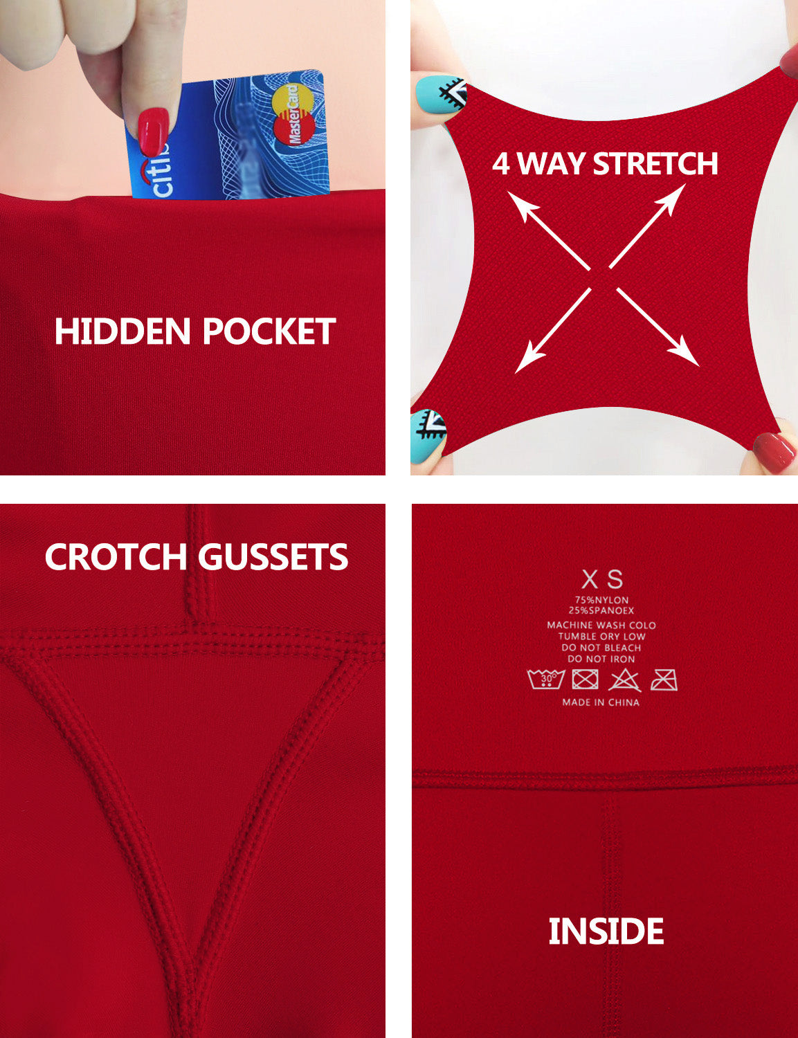 29" 31" 33" 35" 37"  Back Pockets Bootcut Leggings scarlet_Tall Size
