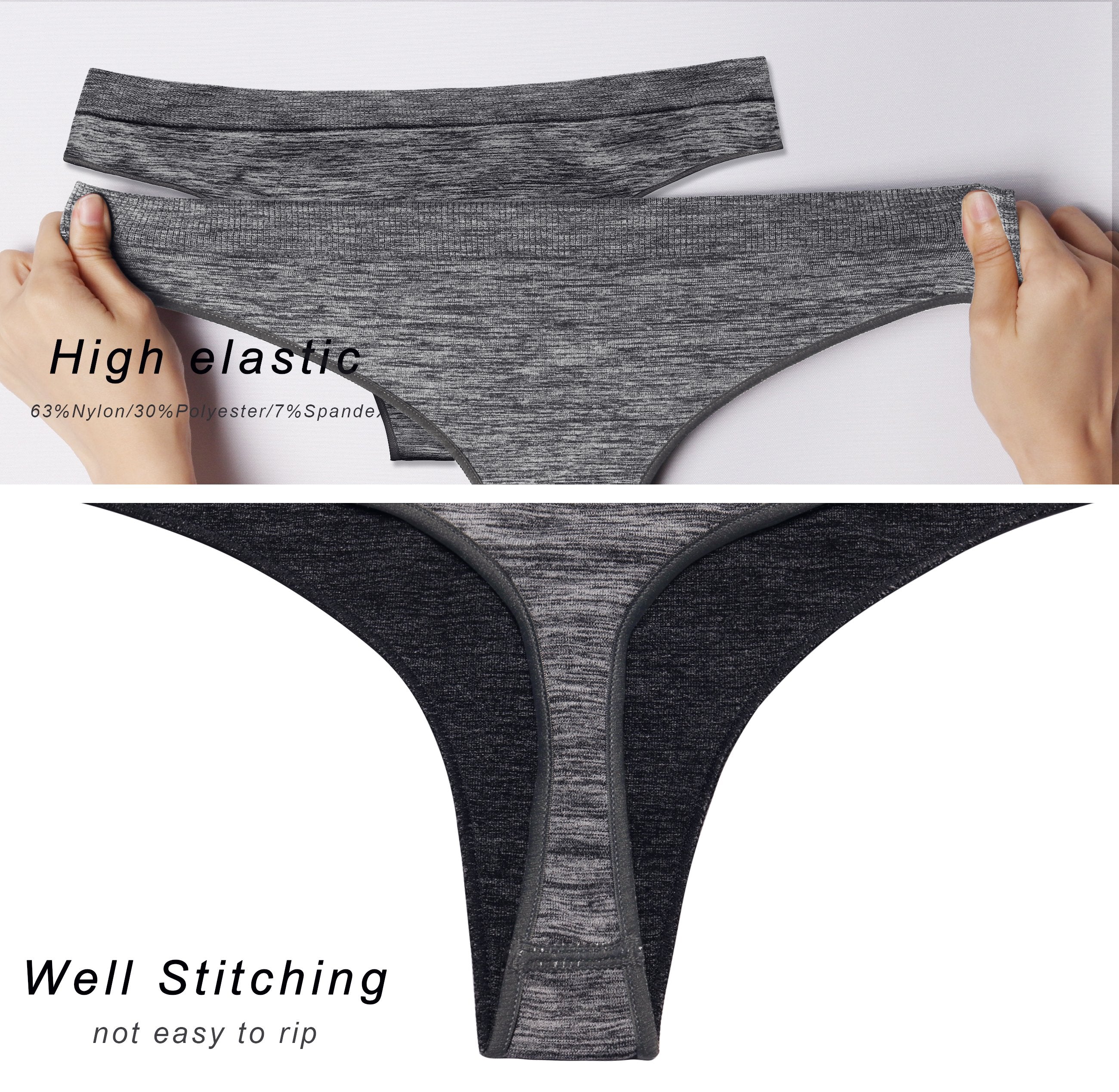 Nylon Spandex Seamless Sports Thongs Underwear heathercharcoal ins –  bubblelime