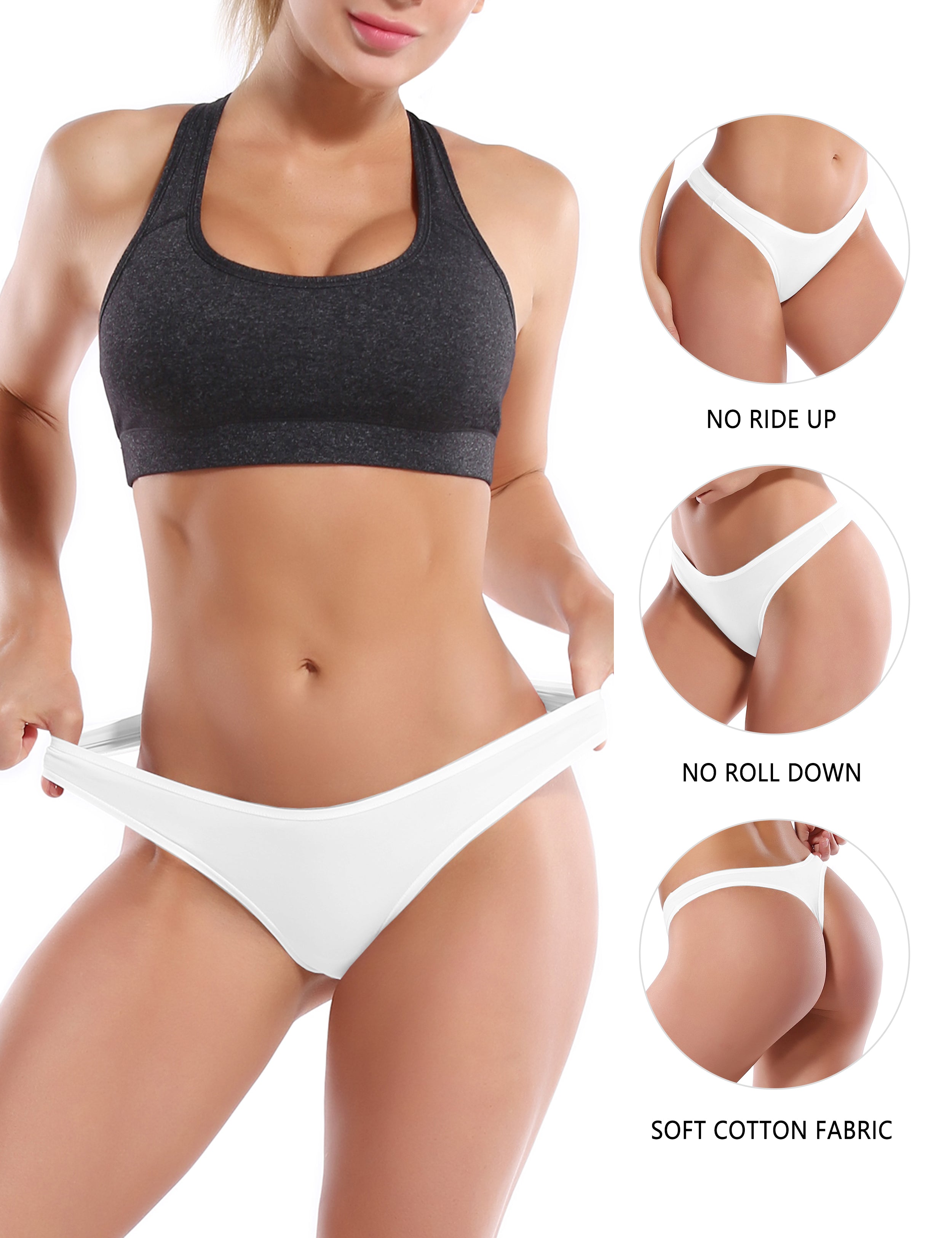 Super Soft Modal Sports Thongs underwear white_Gym