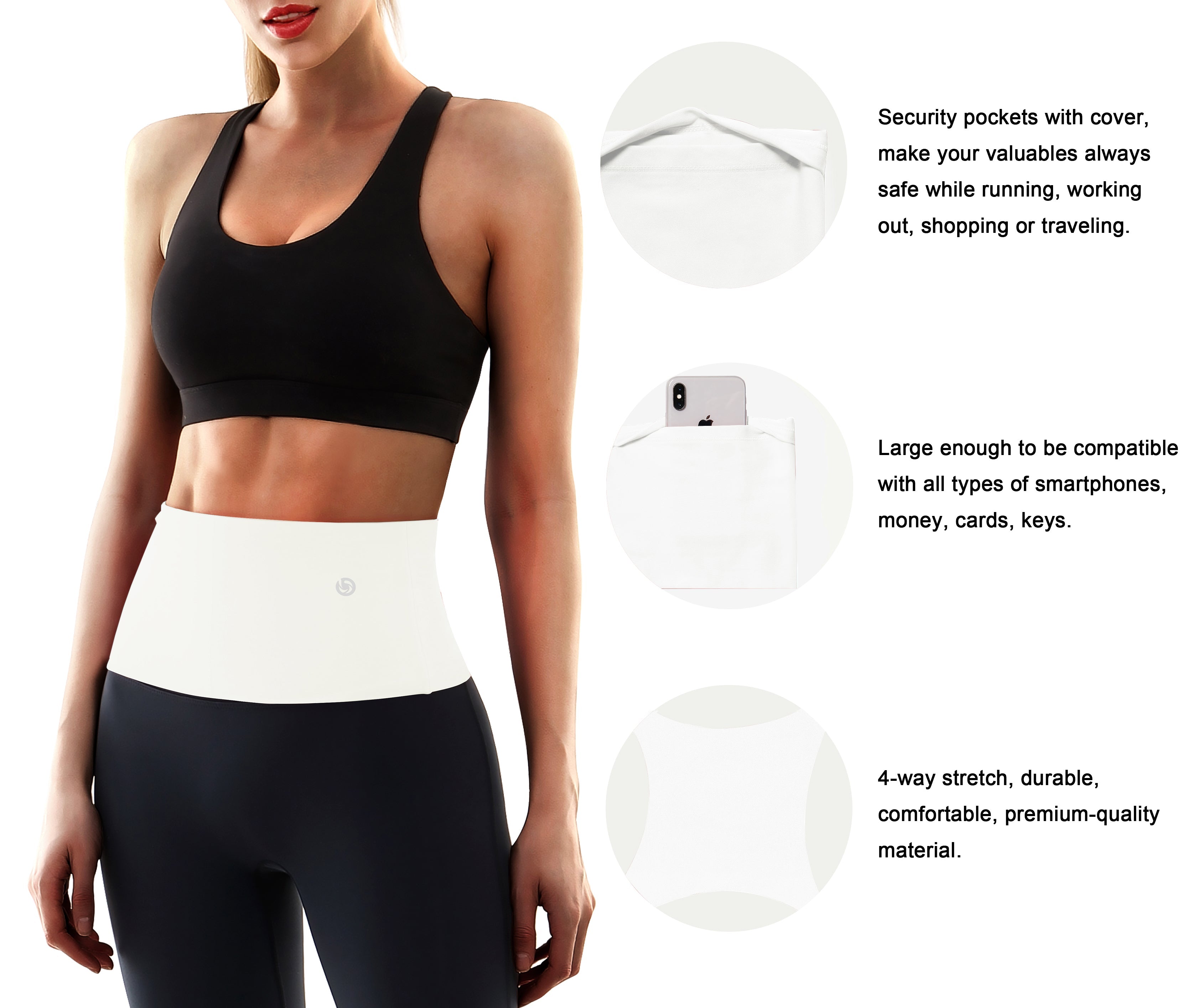 4 Pocket Sports Running Waist Pack WHITE