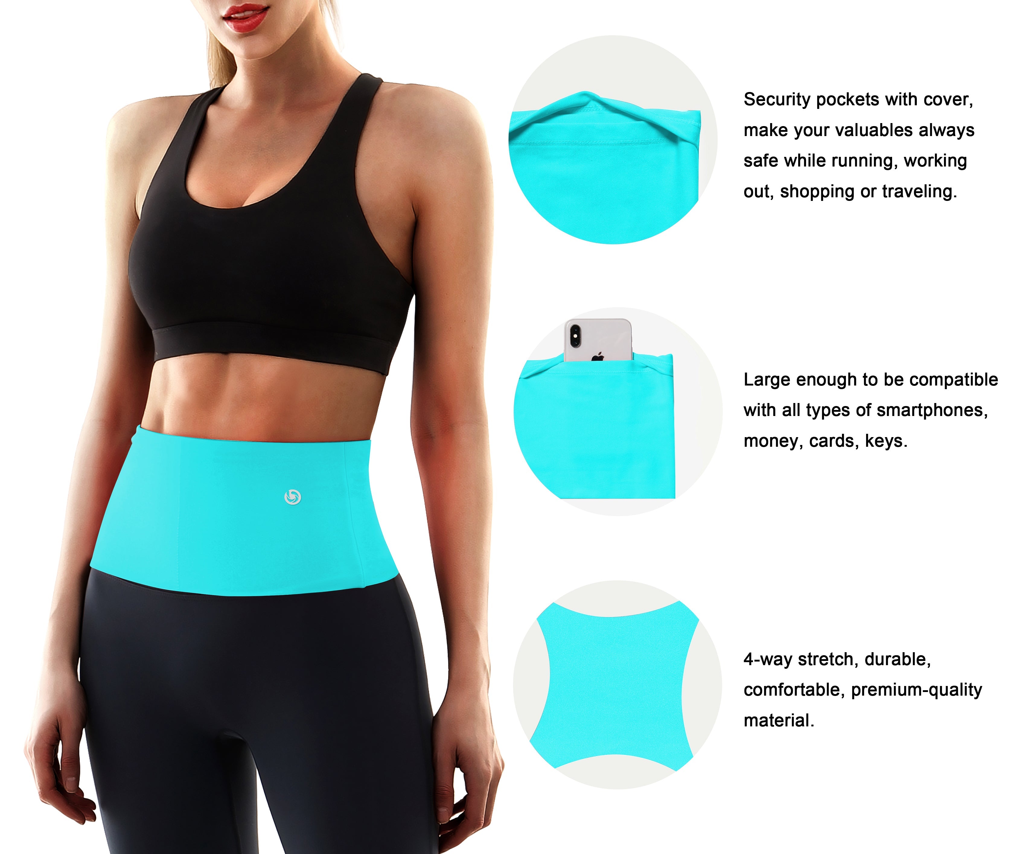 4 Pocket Sports Running Waist Pack aqua