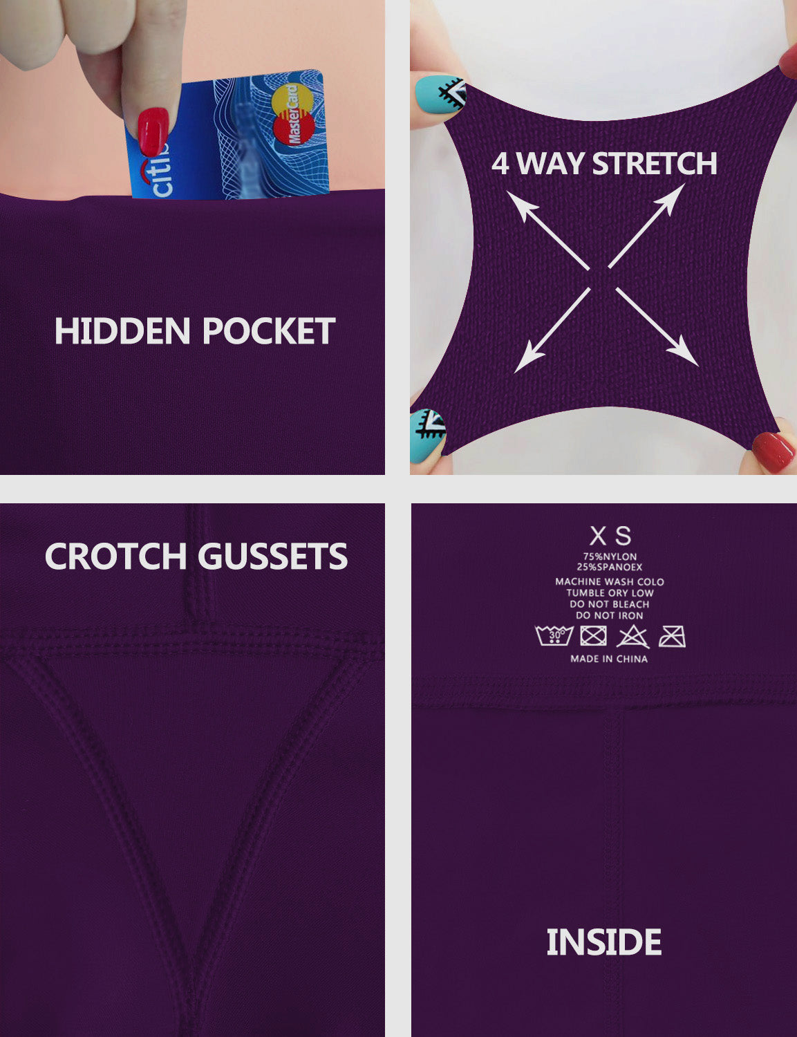 22" High Waist Side Pockets Capris eggplantpurple_Plus Size