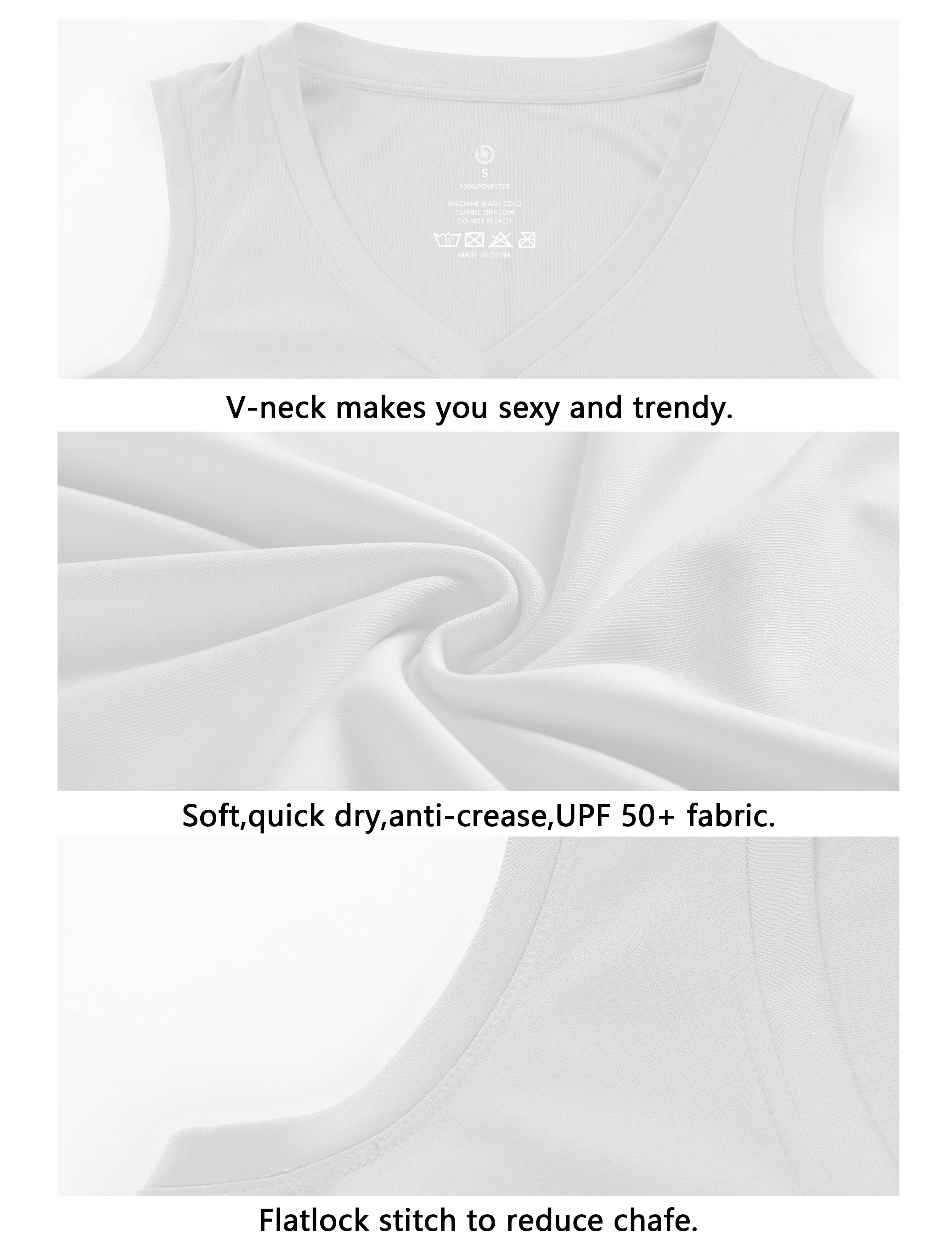 V Neck Sleeveless Athletic Shirts white_Golf