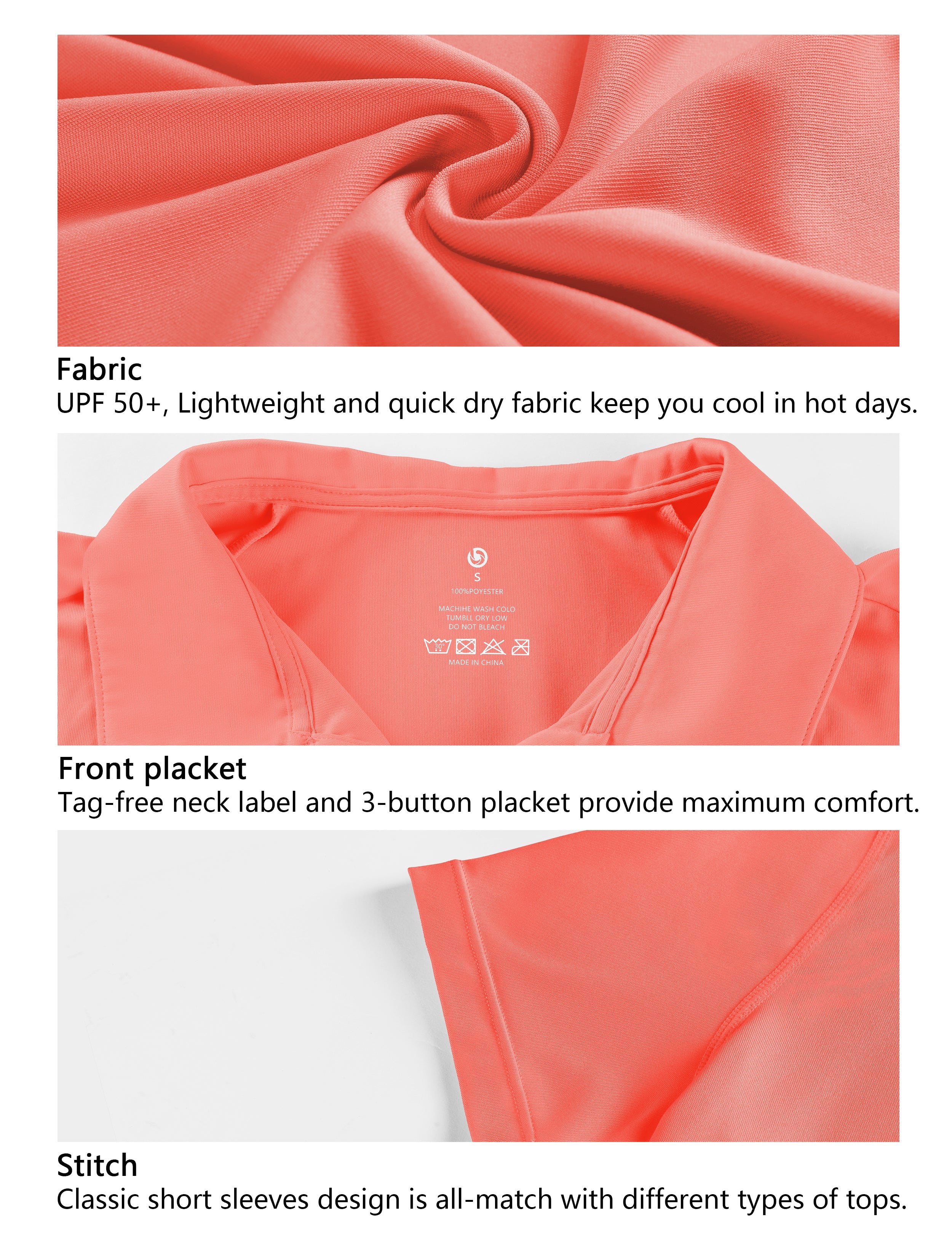 Short Sleeve Slim Fit Polo Shirt coral_Pilates