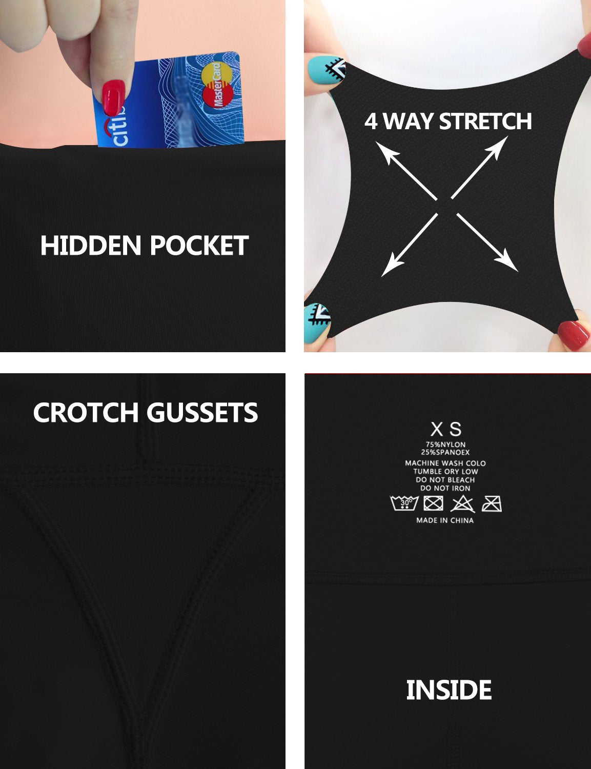 29" 31" 33" 35" Bootcut Leggings with Pockets black ins_Plus Size