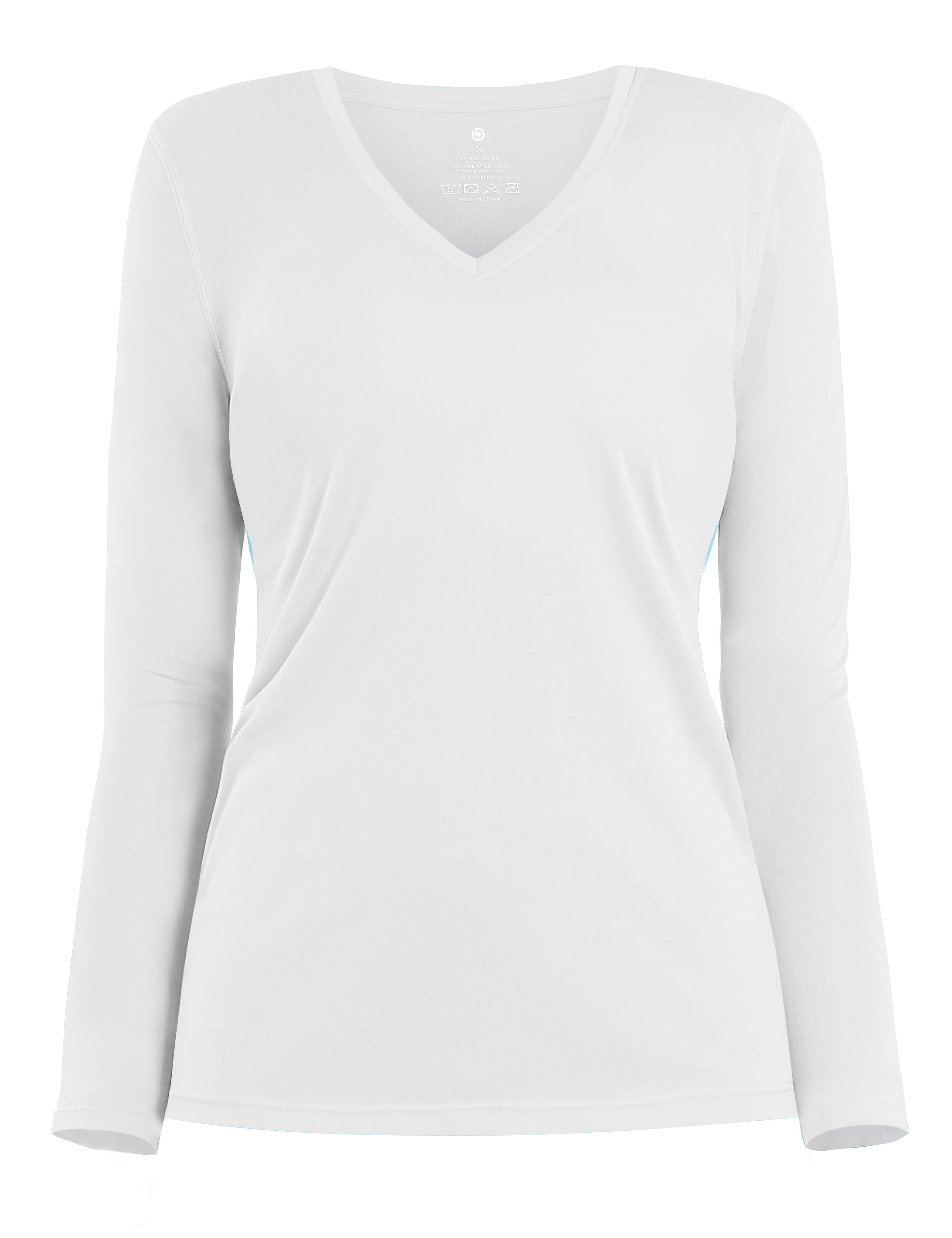 V Neck Long Sleeve Athletic Shirts white_Gym