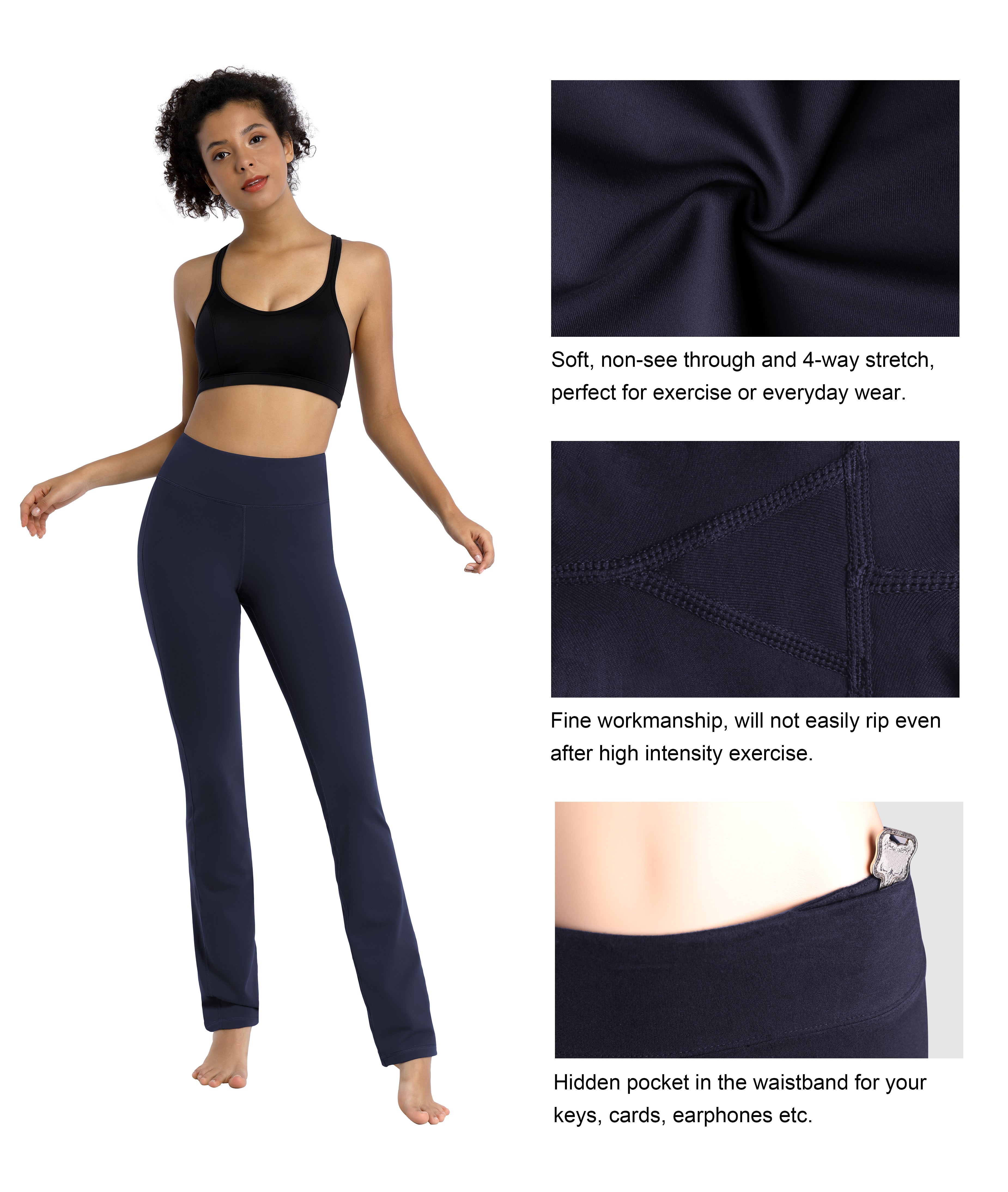 29" 31" 33" 35" Straight Leg Leggings darknavy_Running