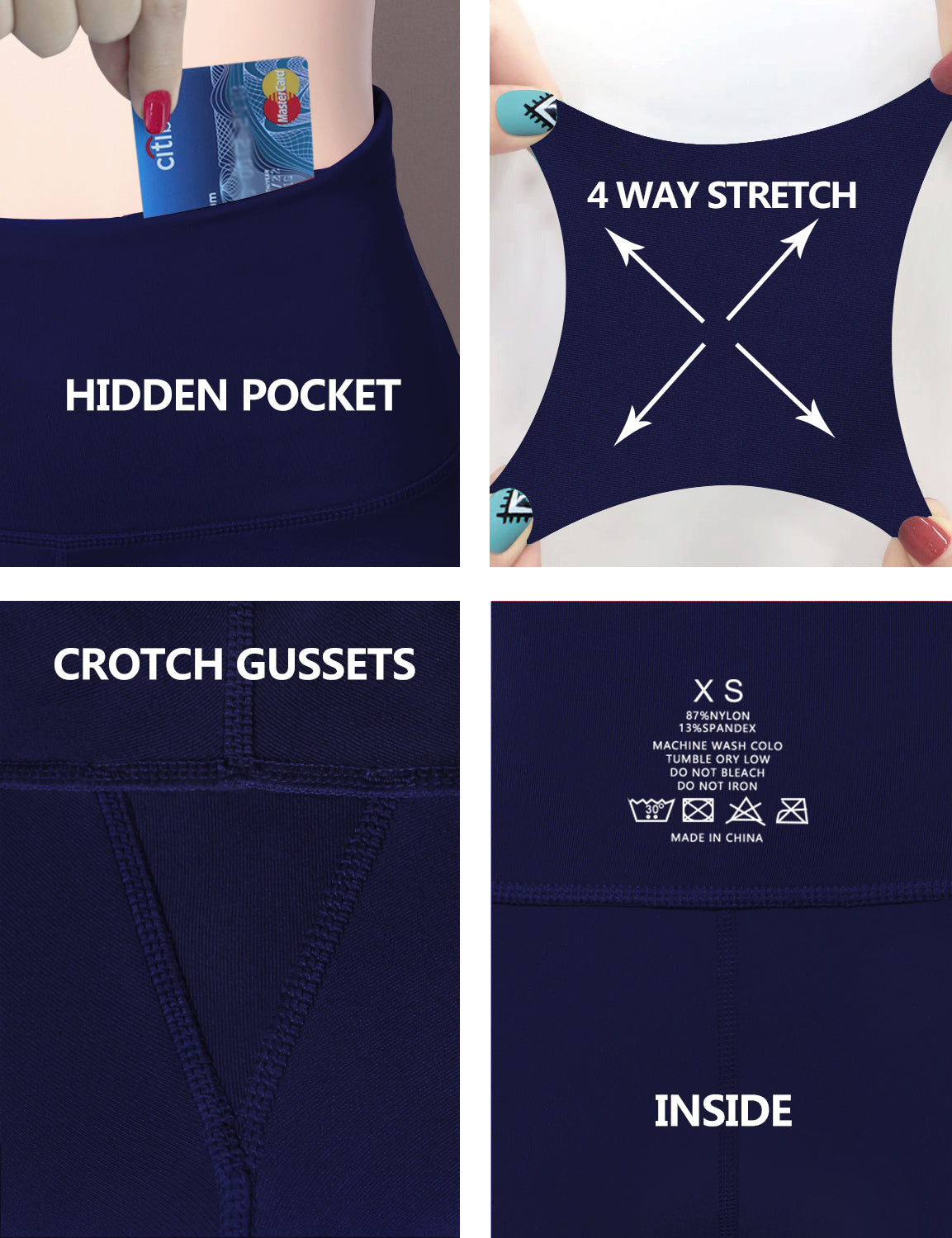 29" 31" 33" 35" 37"  Back Pockets Bootcut Leggings navy_Running