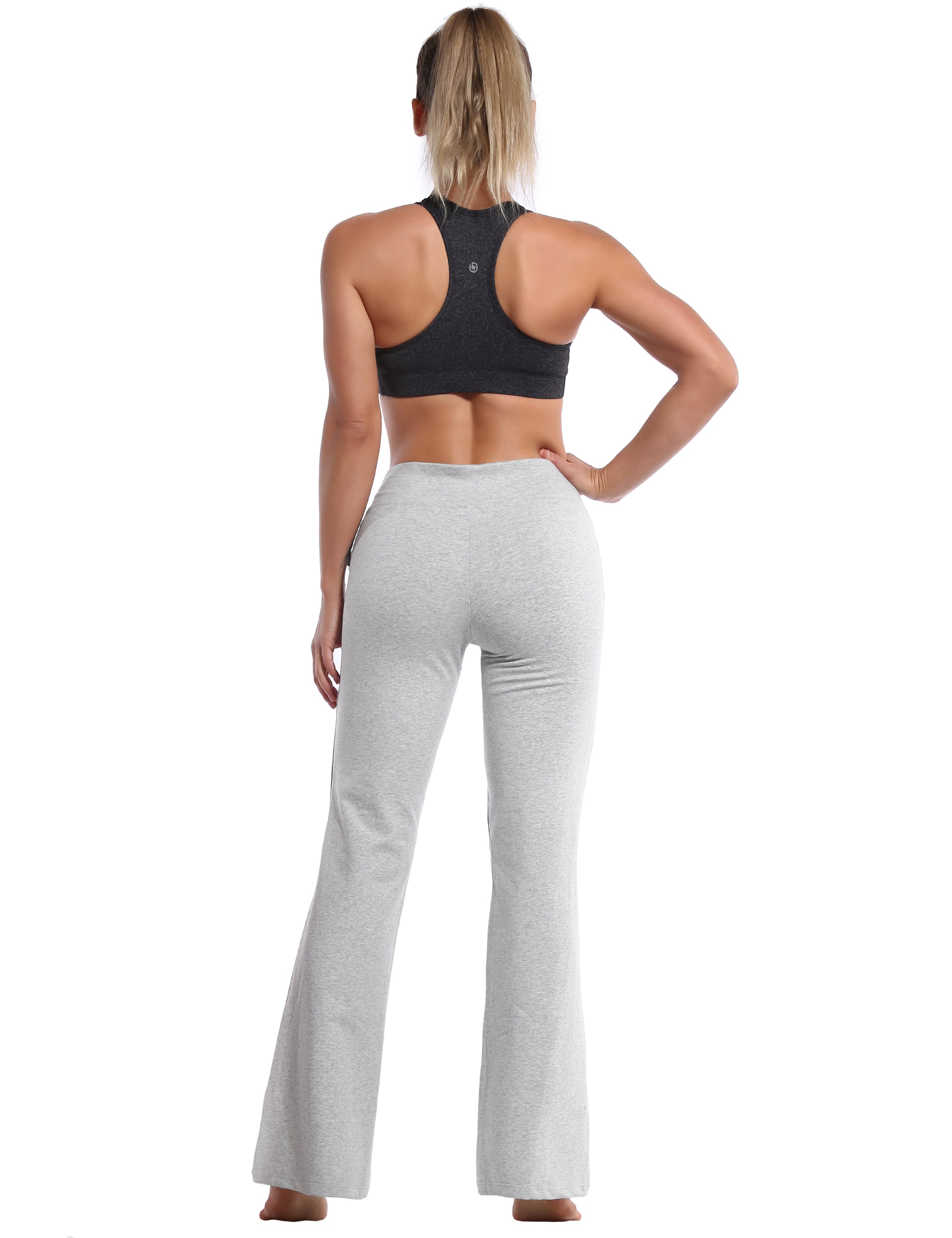 Cotton Bootcut Leggings heathergray 90%Cotton/10%Spandex (soft and cotton feel) Fabric doesn't attract lint easily 4-way stretch No see-through Moisture-wicking Inner pocket Four lengths