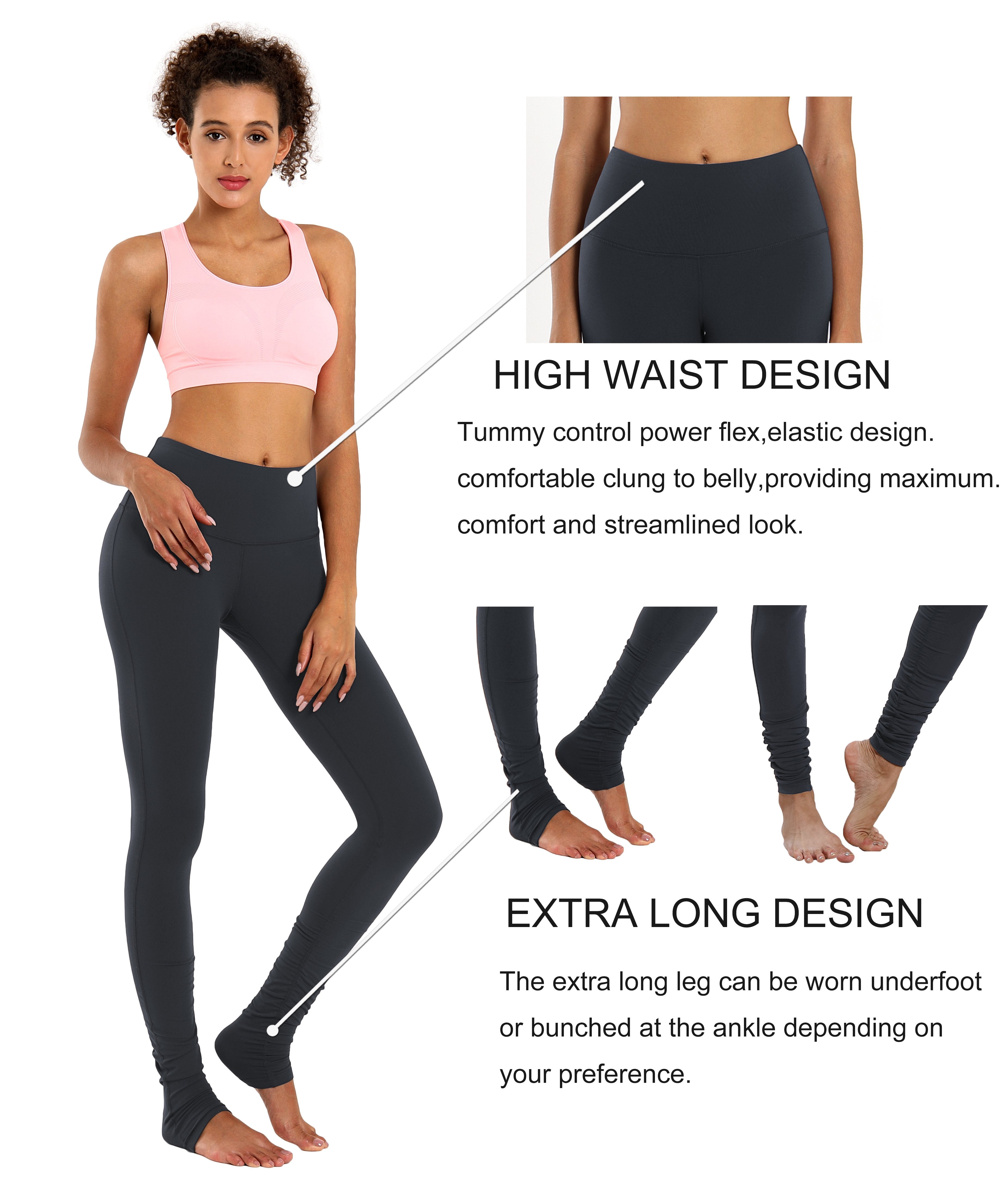 Over the Heel Gym Pants shadowcharcoal Over the Heel Design 87%Nylon/13%Spandex Fabric doesn't attract lint easily 4-way stretch No see-through Moisture-wicking Tummy control