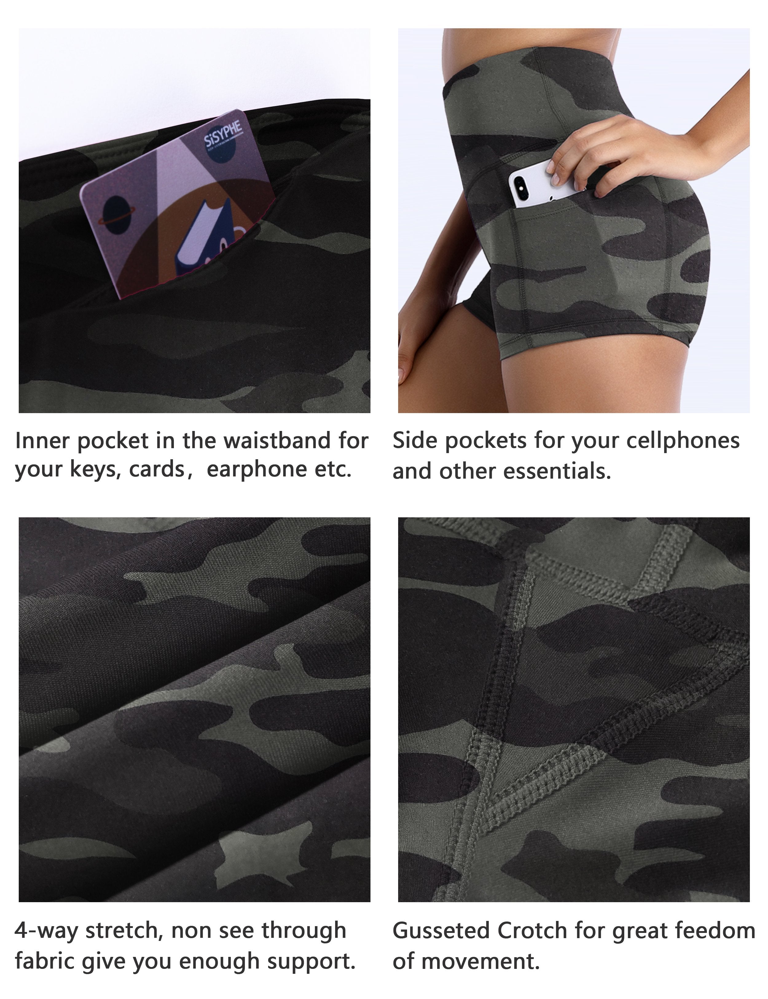 2.5" Printed Side Pockets Gym Shorts dimgraycamo Sleek, soft, smooth and totally comfortable: our newest sexy style is here. Softest-ever fabric High elasticity High density 4-way stretch Fabric doesn't attract lint easily No see-through Moisture-wicking Machine wash 78% Polyester, 22% Spandex