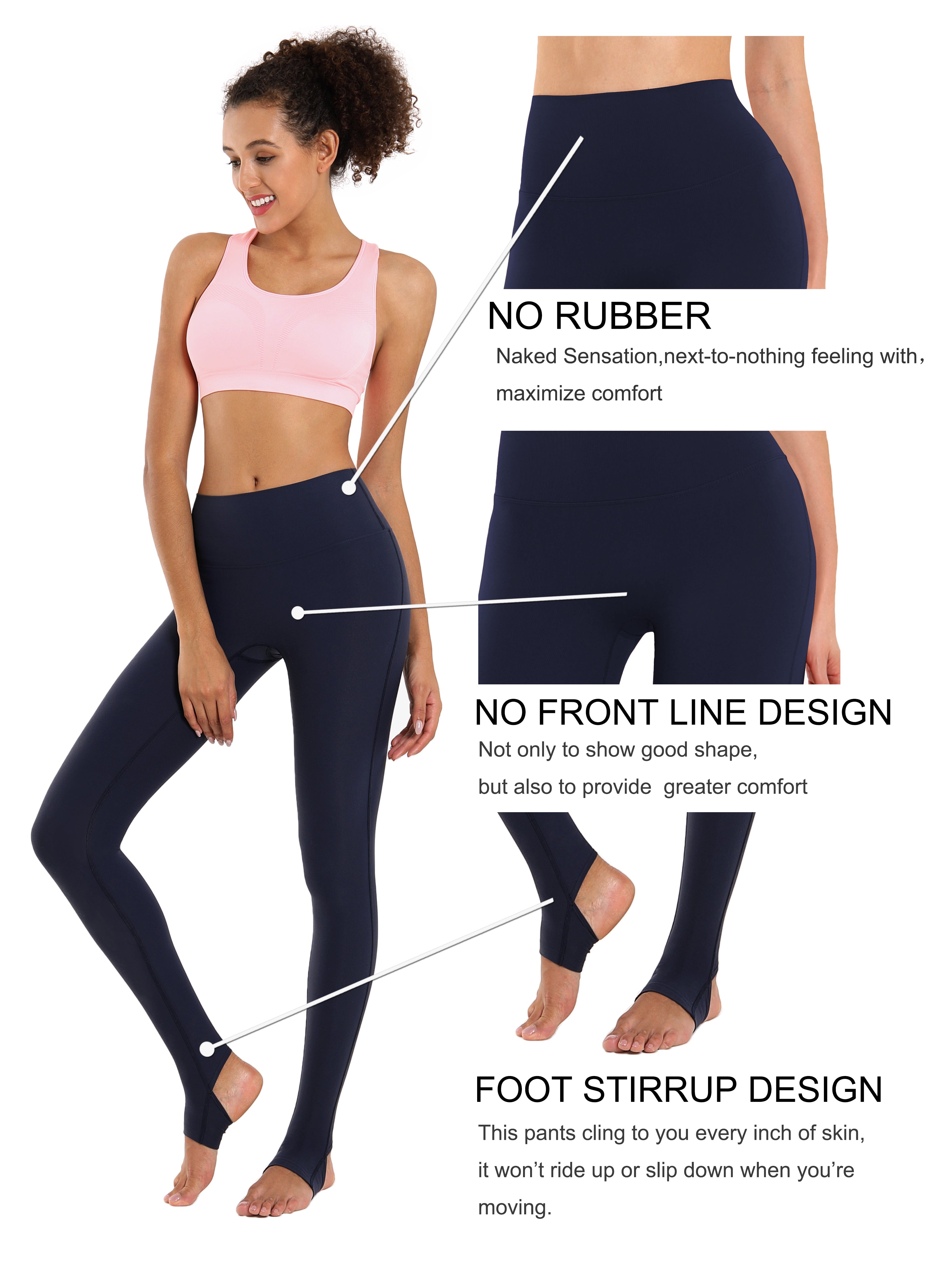 Over the Heel yogastudio Pants darknavy Over the Heel Design 87%Nylon/13%Spandex Fabric doesn't attract lint easily 4-way stretch No see-through Moisture-wicking Tummy control