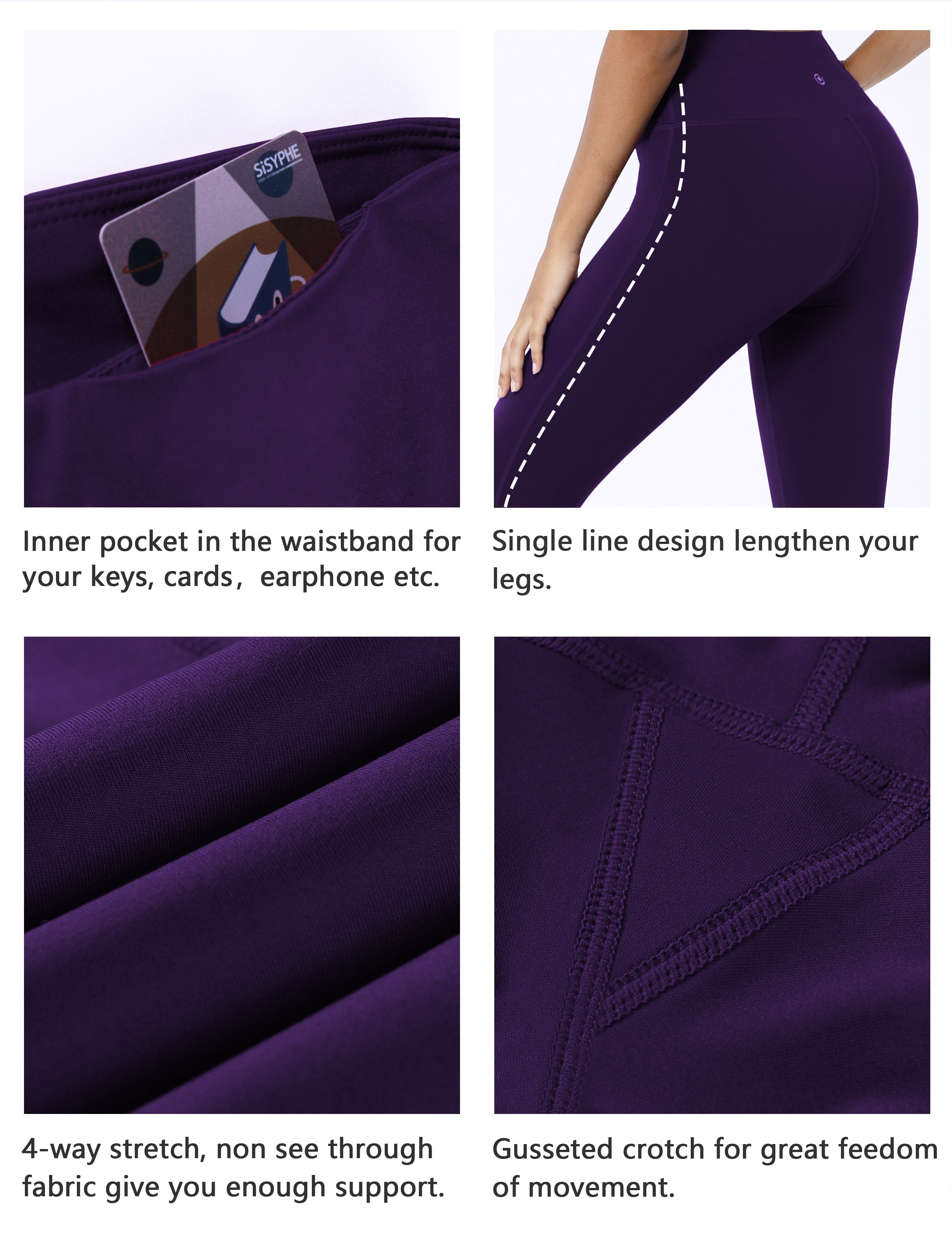 22" High Waist Side Line Capris eggplantpurple_Biking