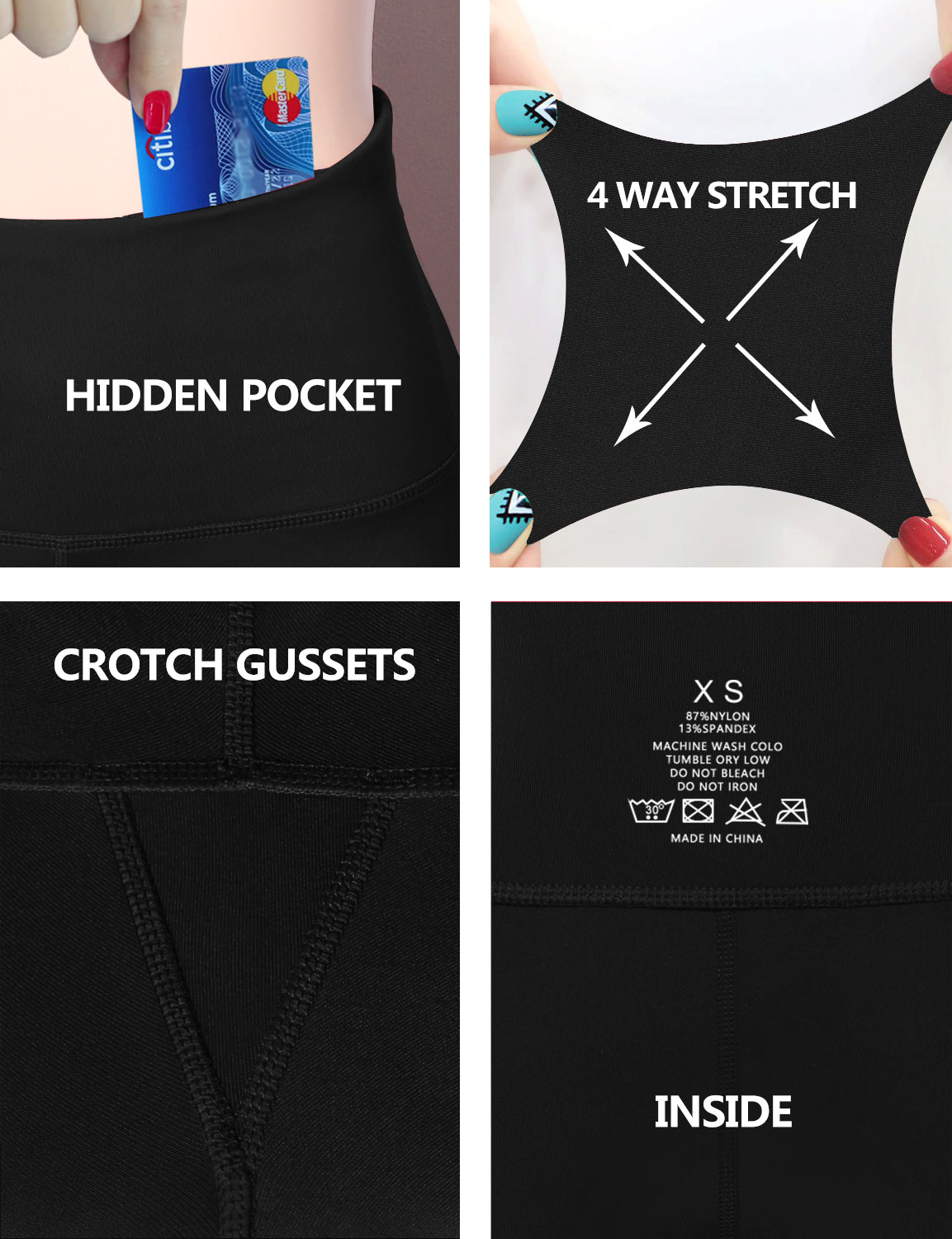 29" 31" 33" 35" 37"  Back Pockets Bootcut Leggings black_Tall Size