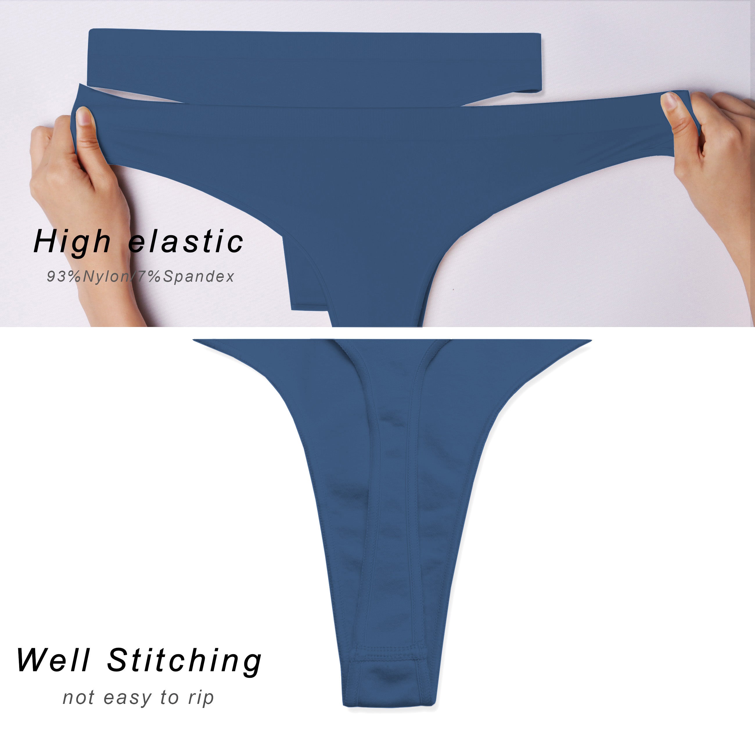 Nylon Spandex Seamless Sports Thongs Underwear darknavy – bubblelime