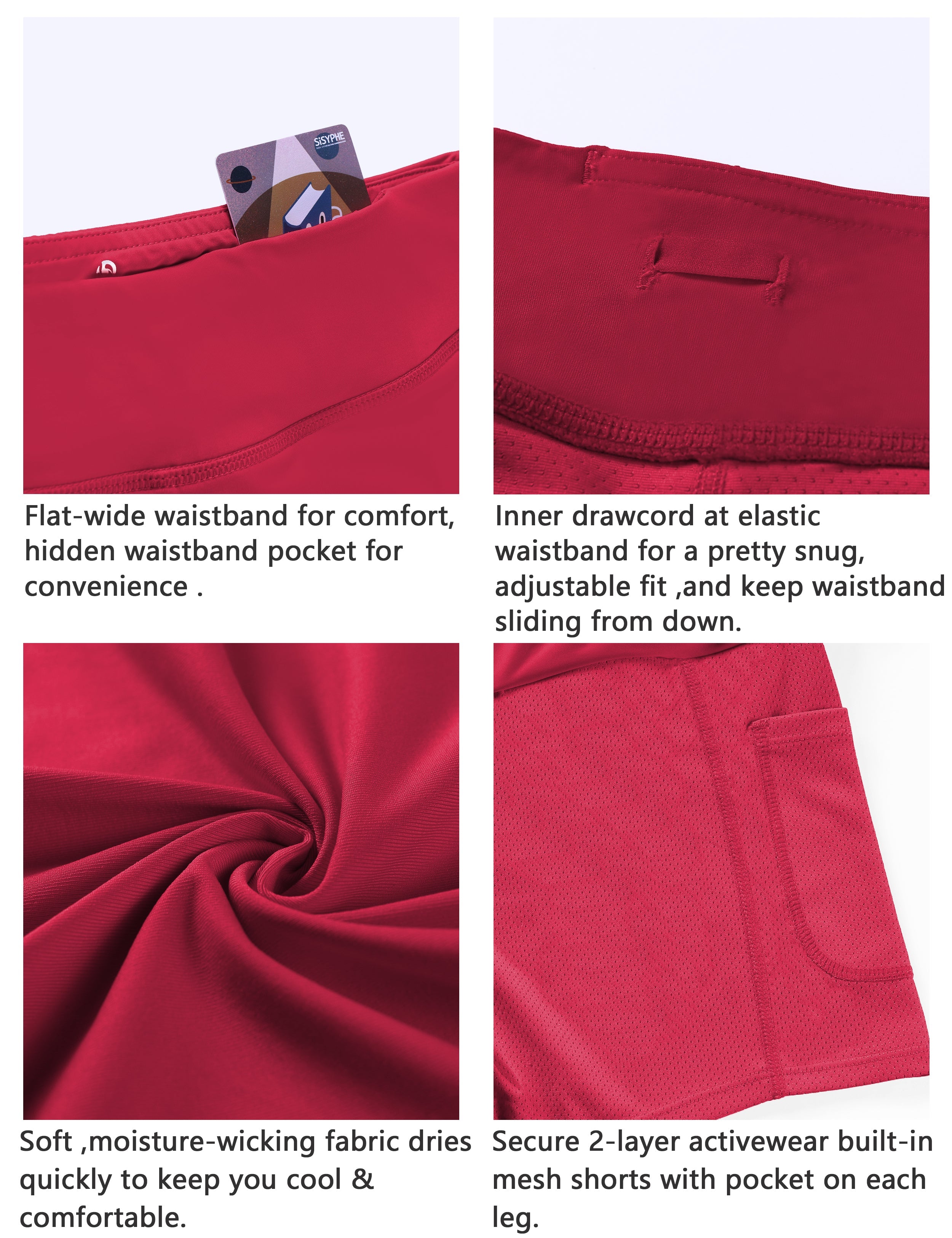 Athletic Tennis Golf Pleated Skort with Pocket Shorts rosecoral_Gym