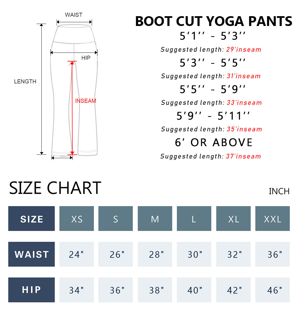 29" 31" 33" 35" Bootcut Leggings with Pockets black_Pilates