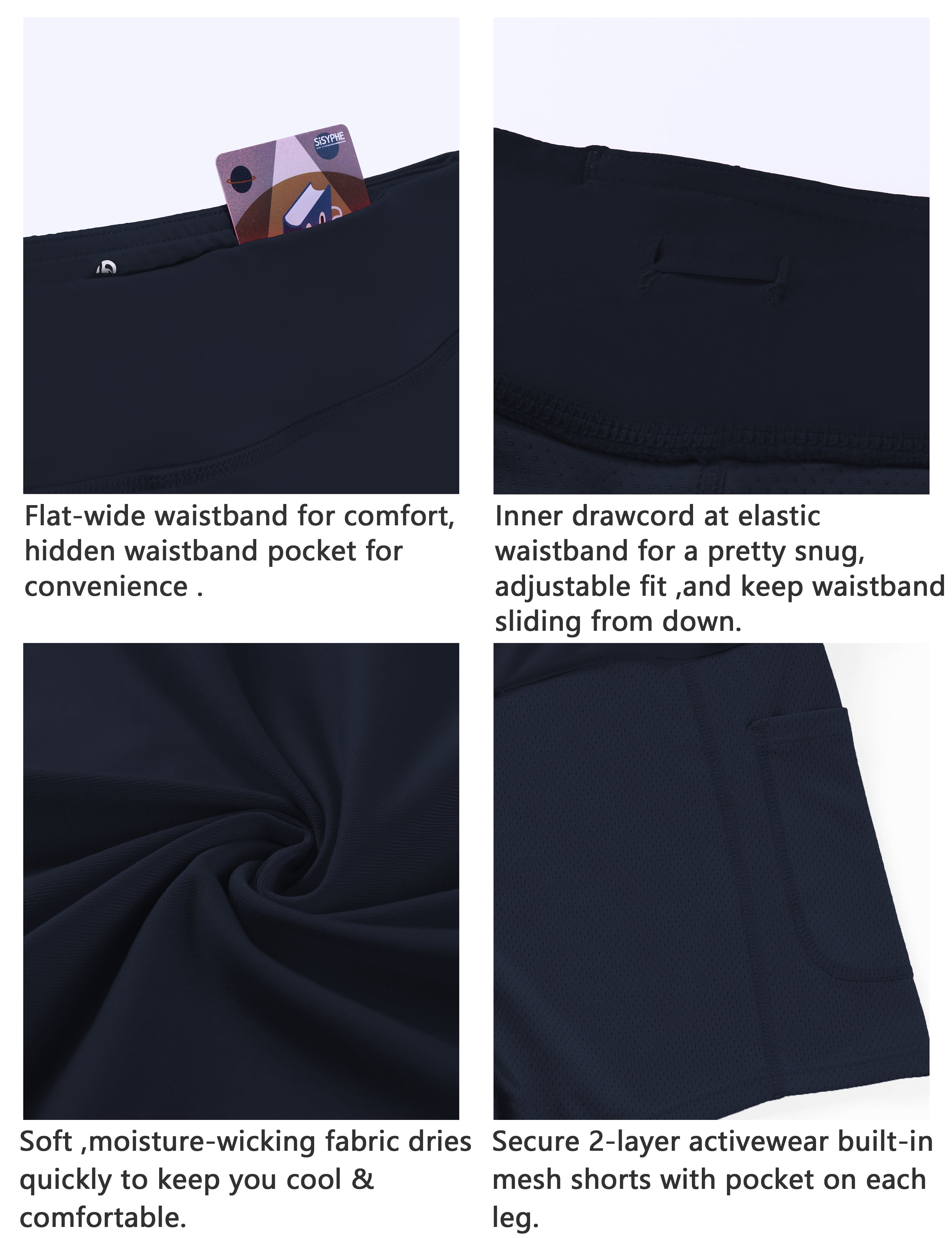 Athletic Tennis Golf Pleated Skort Awith Pocket Shorts darknavy_Gym
