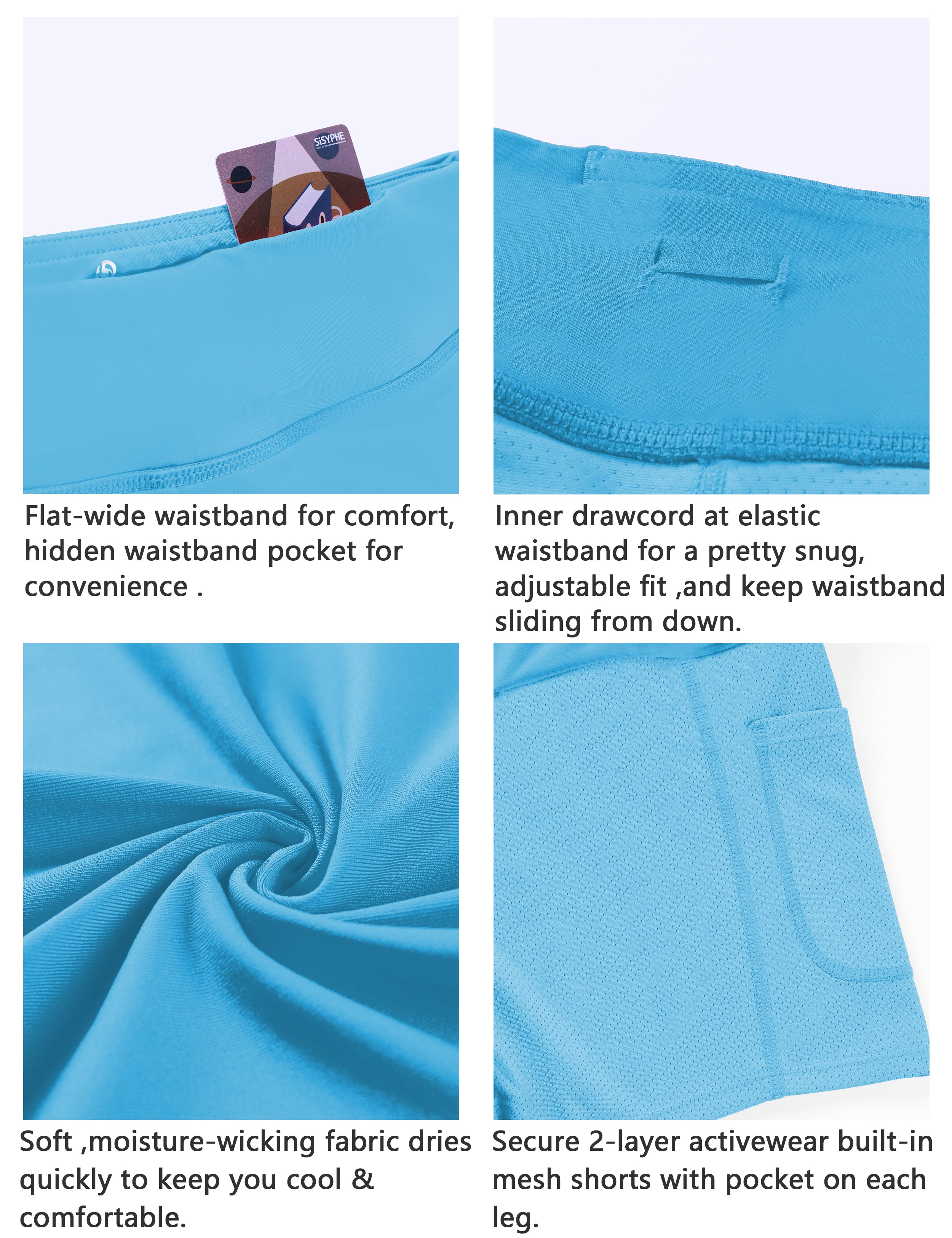 Athletic Tennis Golf Pleated Skort with Pocket Shorts blue_Gym