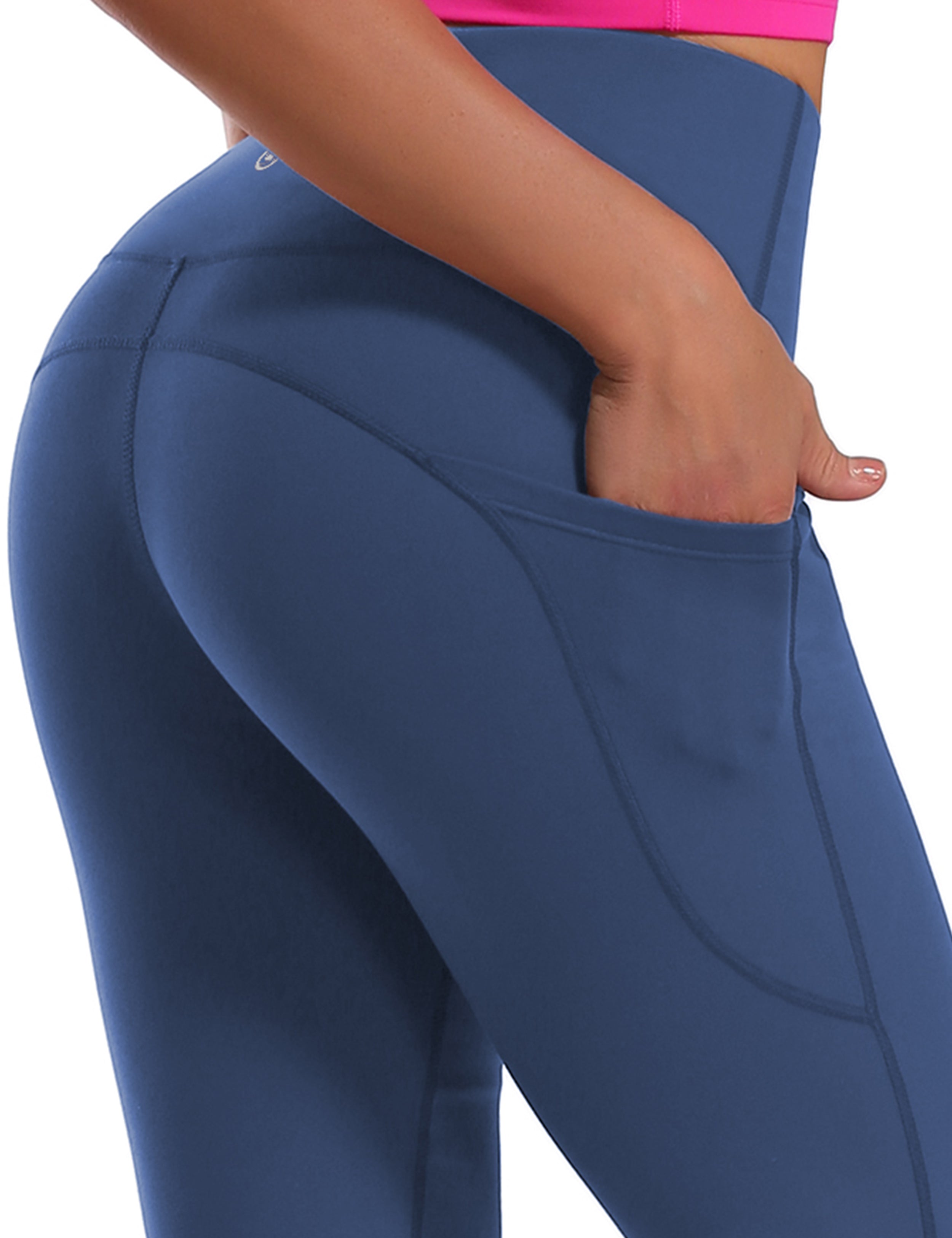 139 Side Pockets Bootcut Leggings purplishblue 87%Nylon/13%Spandex Fabric doesn't attract lint easily 4-way stretch No see-through Moisture-wicking Tummy control Inner pocket Four lengths