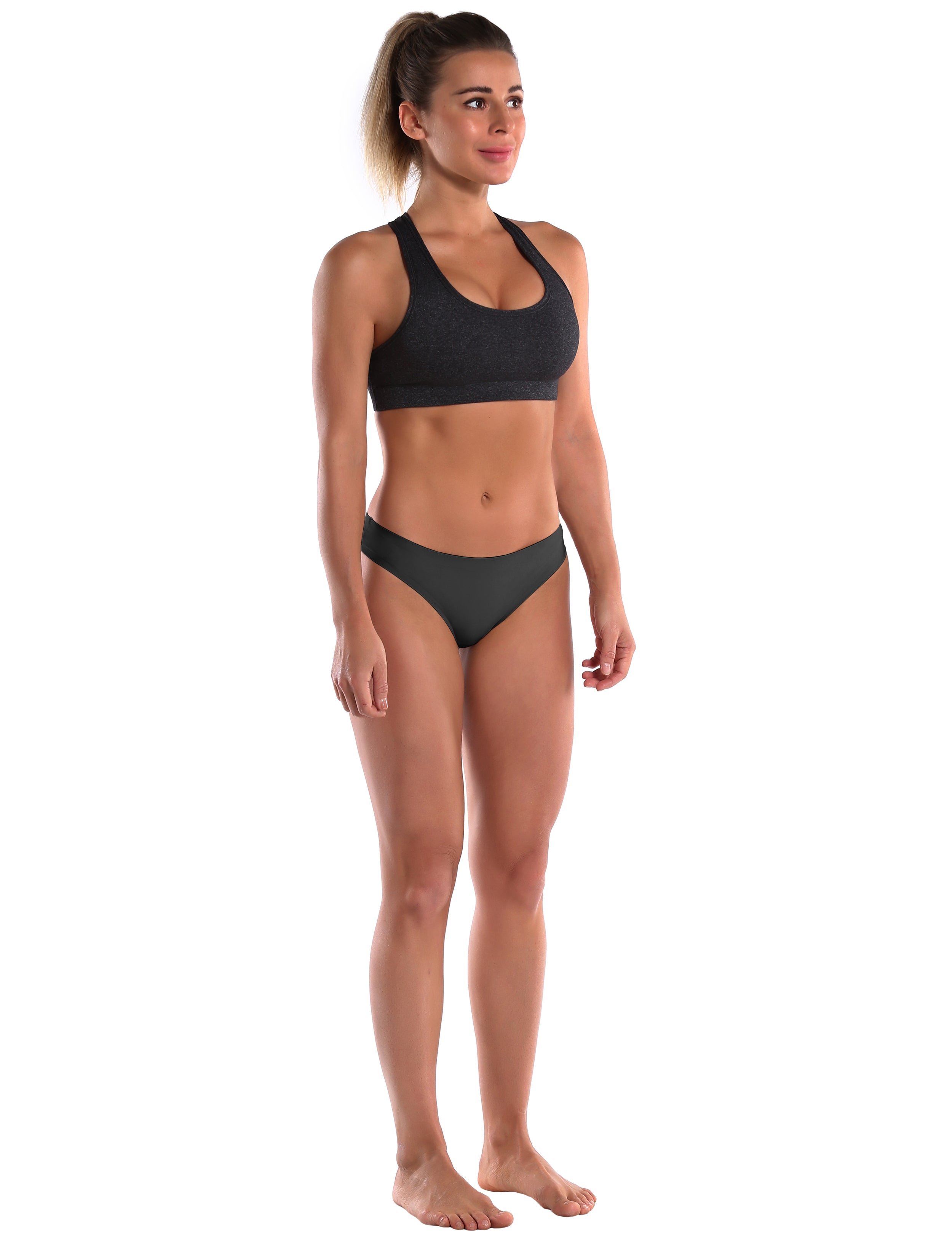 Invisibles Sport Thongs Black Sleek, soft, smooth and totally comfortable: our newest thongs style is here. High elasticity High density Softest-ever fabric Laser cutting Unsealed Comfortable No panty lines Machine wash 95% Nylon, 5% Spandex