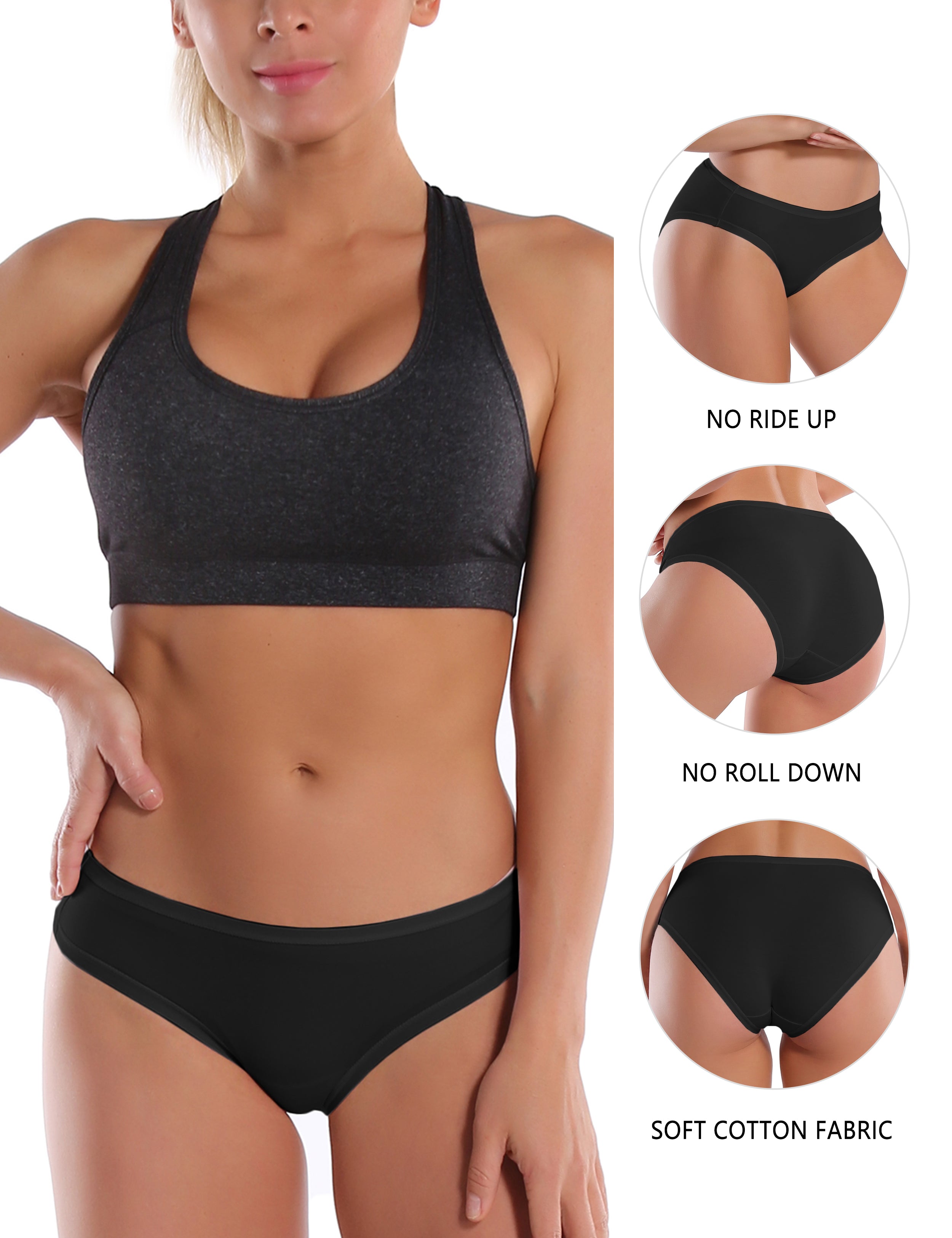 Super Soft Modal Sports Bikini Underwear Black_Pilates