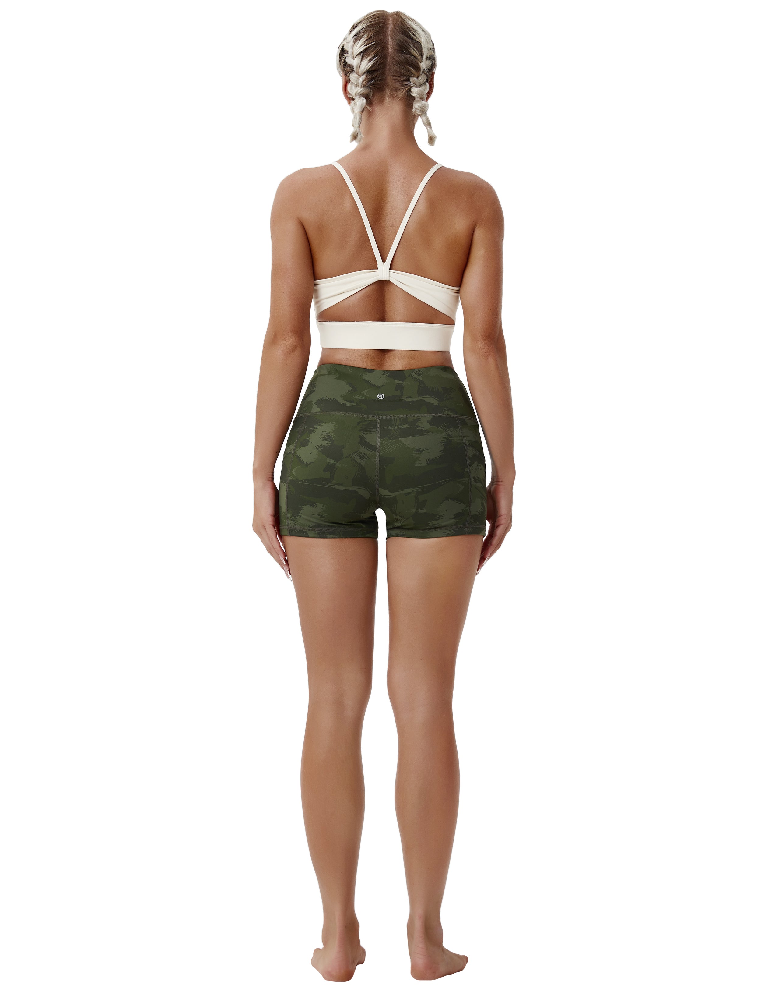 2.5" Printed Side Pockets Golf Shorts green brushcamo Sleek, soft, smooth and totally comfortable: our newest sexy style is here. Softest-ever fabric High elasticity High density 4-way stretch Fabric doesn't attract lint easily No see-through Moisture-wicking Machine wash 78% Polyester, 22% Spandex