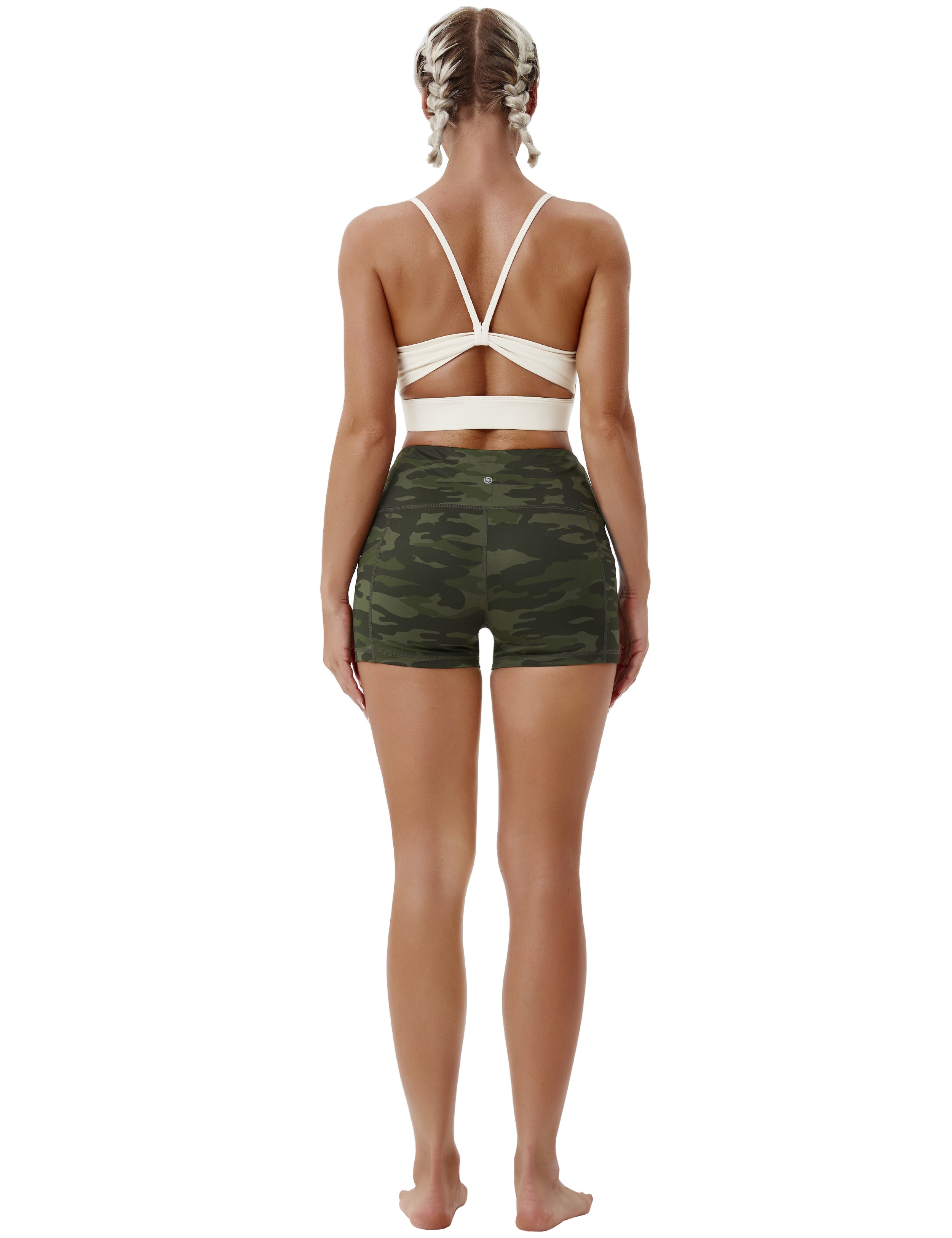 2.5" Printed Side Pockets Running Shorts green camo Sleek, soft, smooth and totally comfortable: our newest sexy style is here. Softest-ever fabric High elasticity High density 4-way stretch Fabric doesn't attract lint easily No see-through Moisture-wicking Machine wash 78% Polyester, 22% Spandex