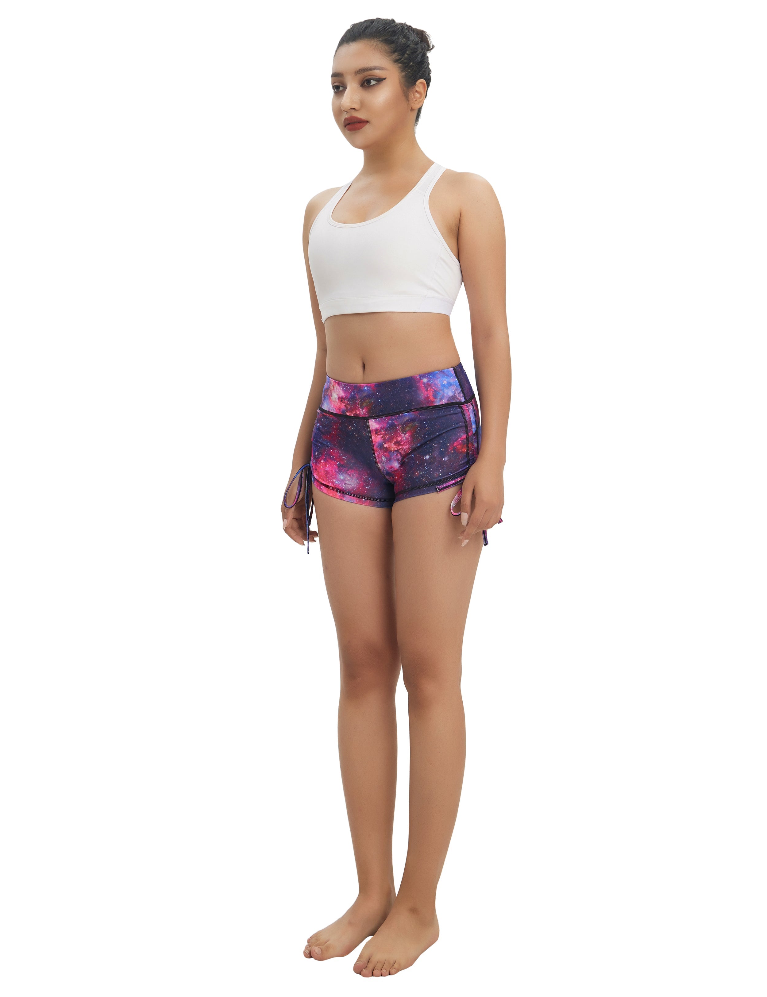 Printed Side Drawstring Hot Shorts galaxy_Pilates