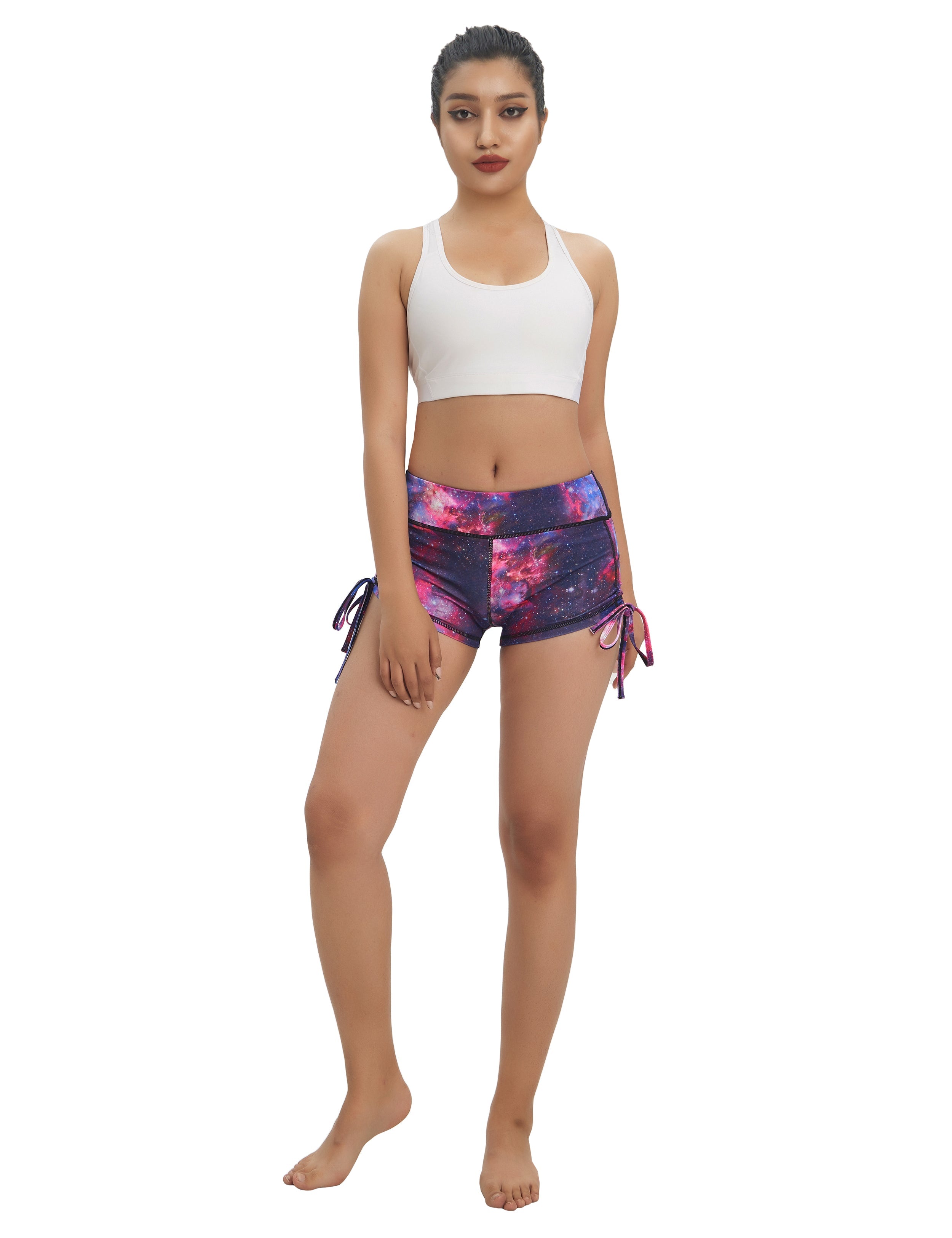 Printed Side Drawstring Hot Shorts galaxy_Pilates