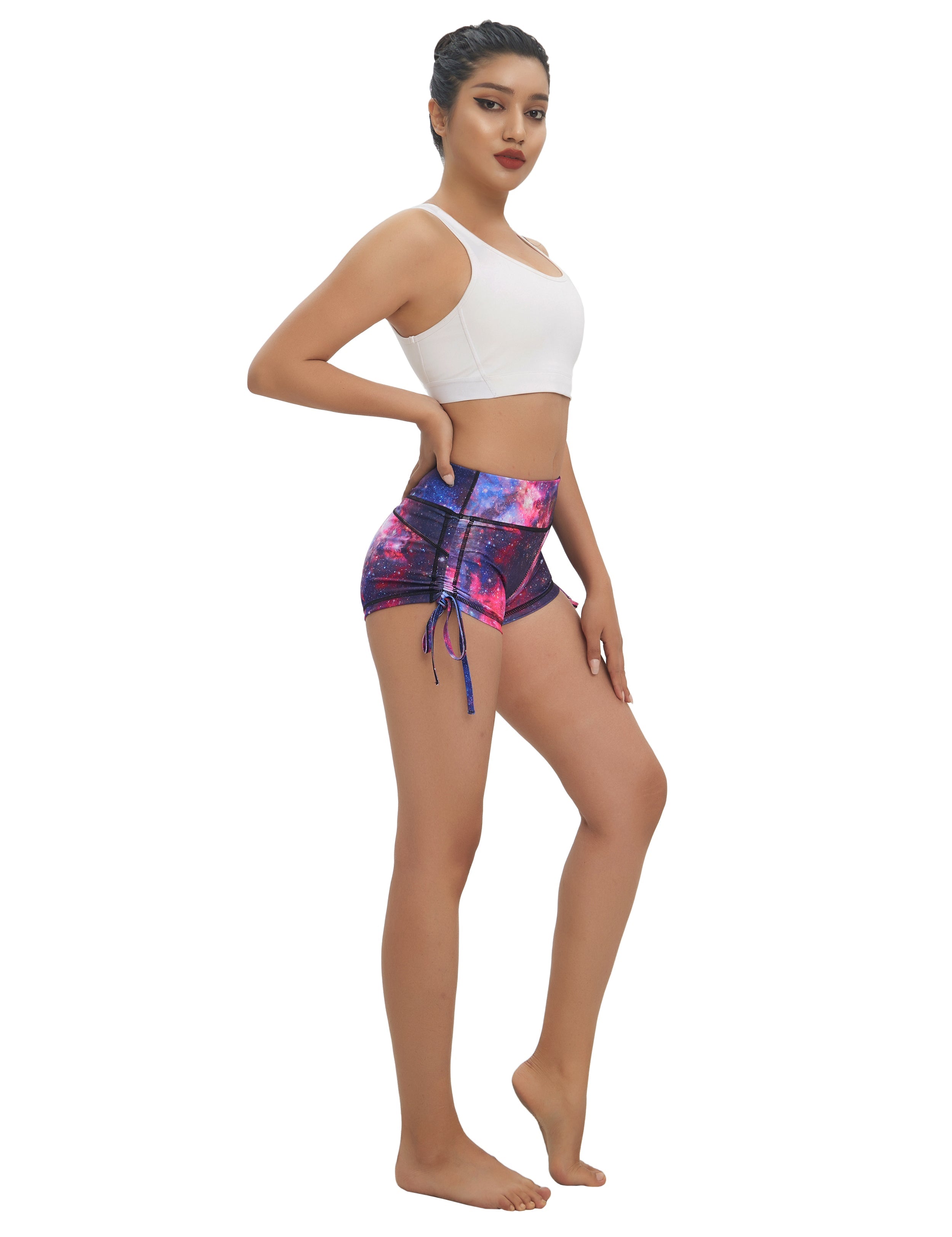 Printed Side Drawstring Hot Shorts galaxy_Pilates