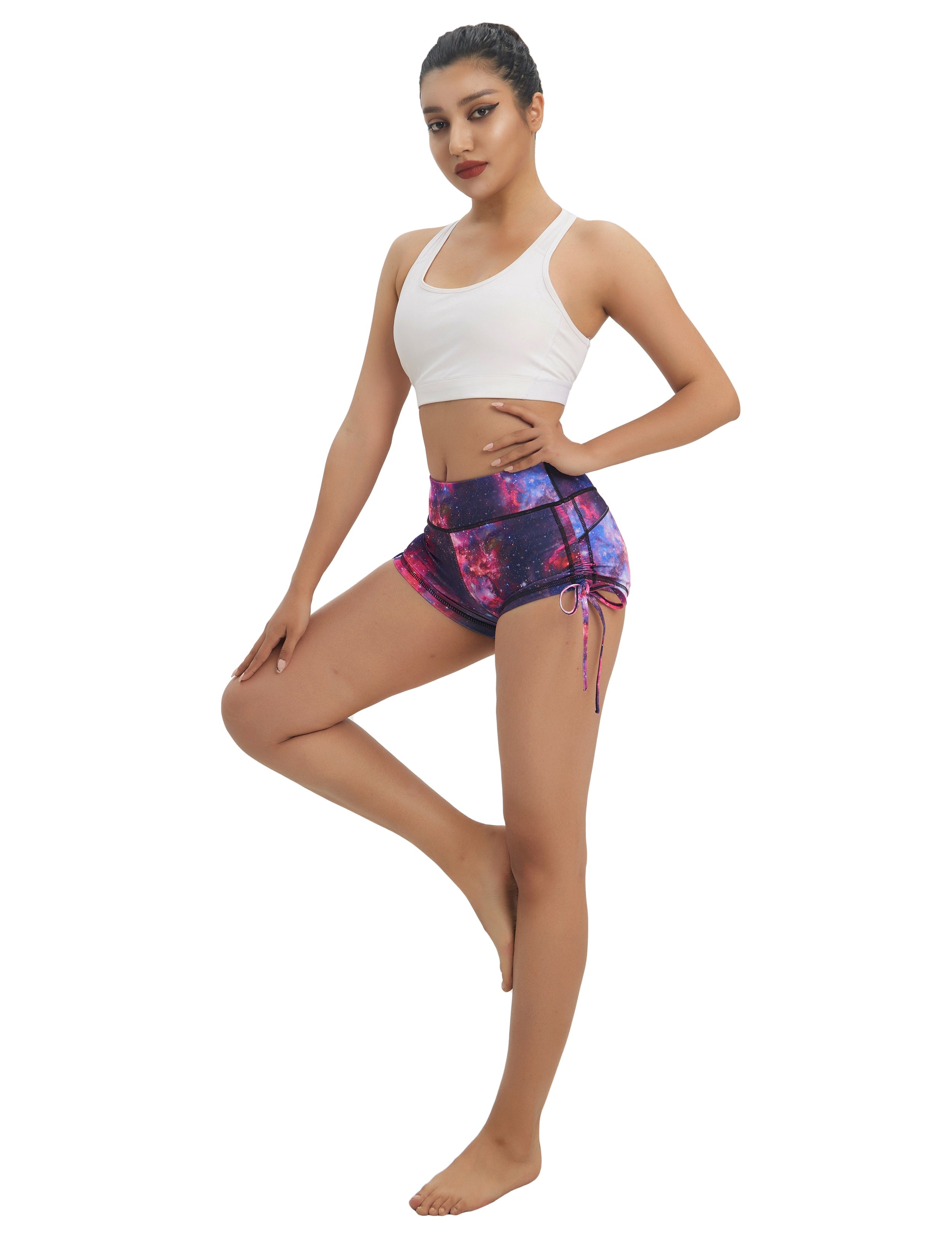 Printed Side Drawstring Hot Shorts galaxy_Pilates