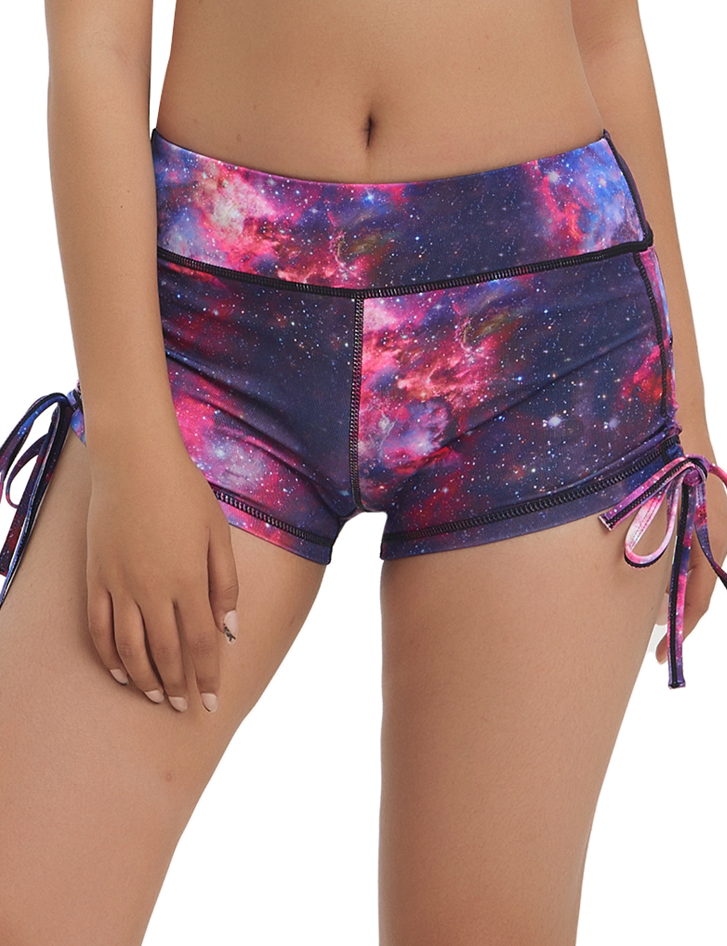 Printed Side Drawstring Hot Shorts galaxy_Pilates